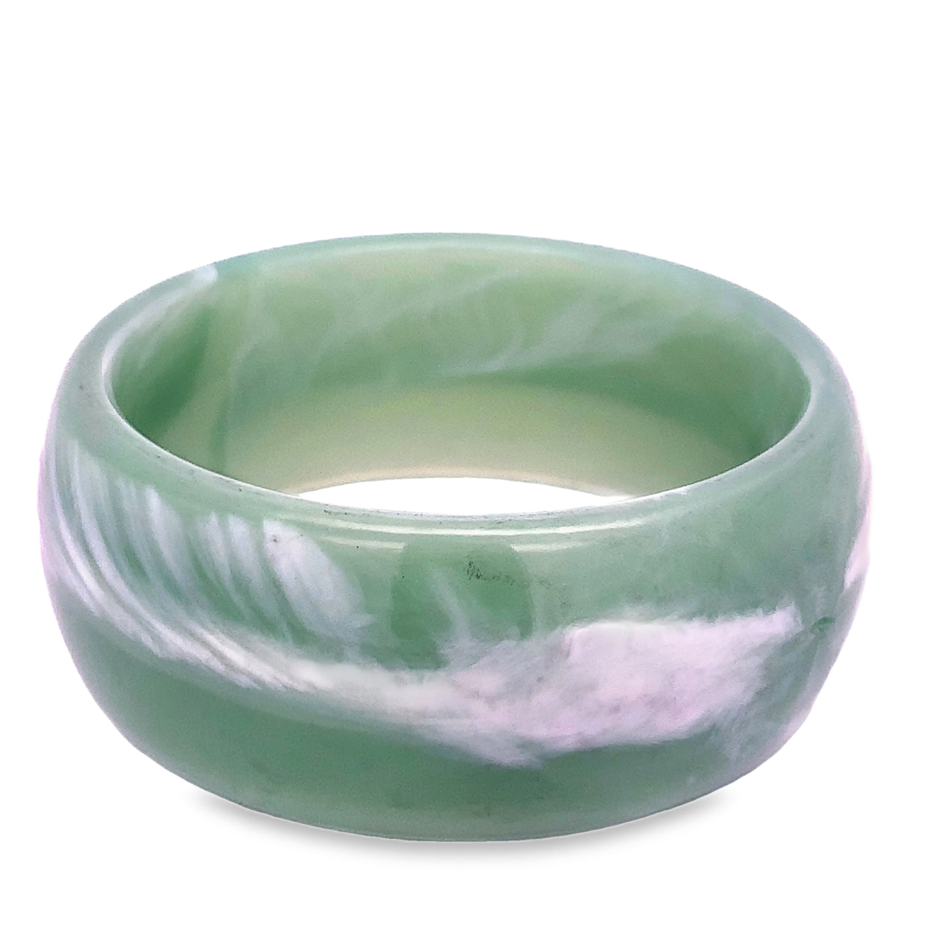 Bransoletka typu bangle imitująca naturalny jadeit żywica