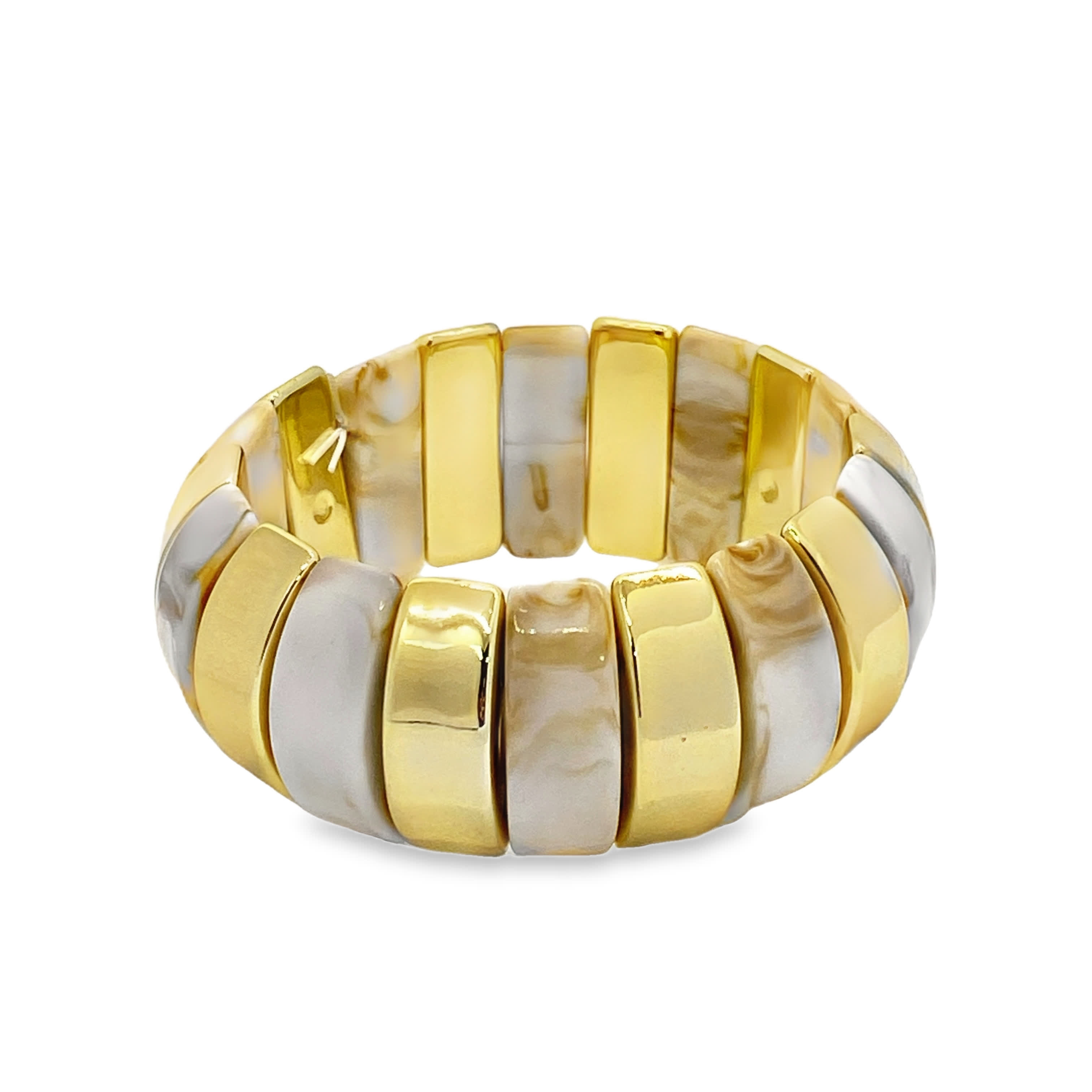 Nowoczesna bransoletka z akcentami ze złoconej stali i bez metalu