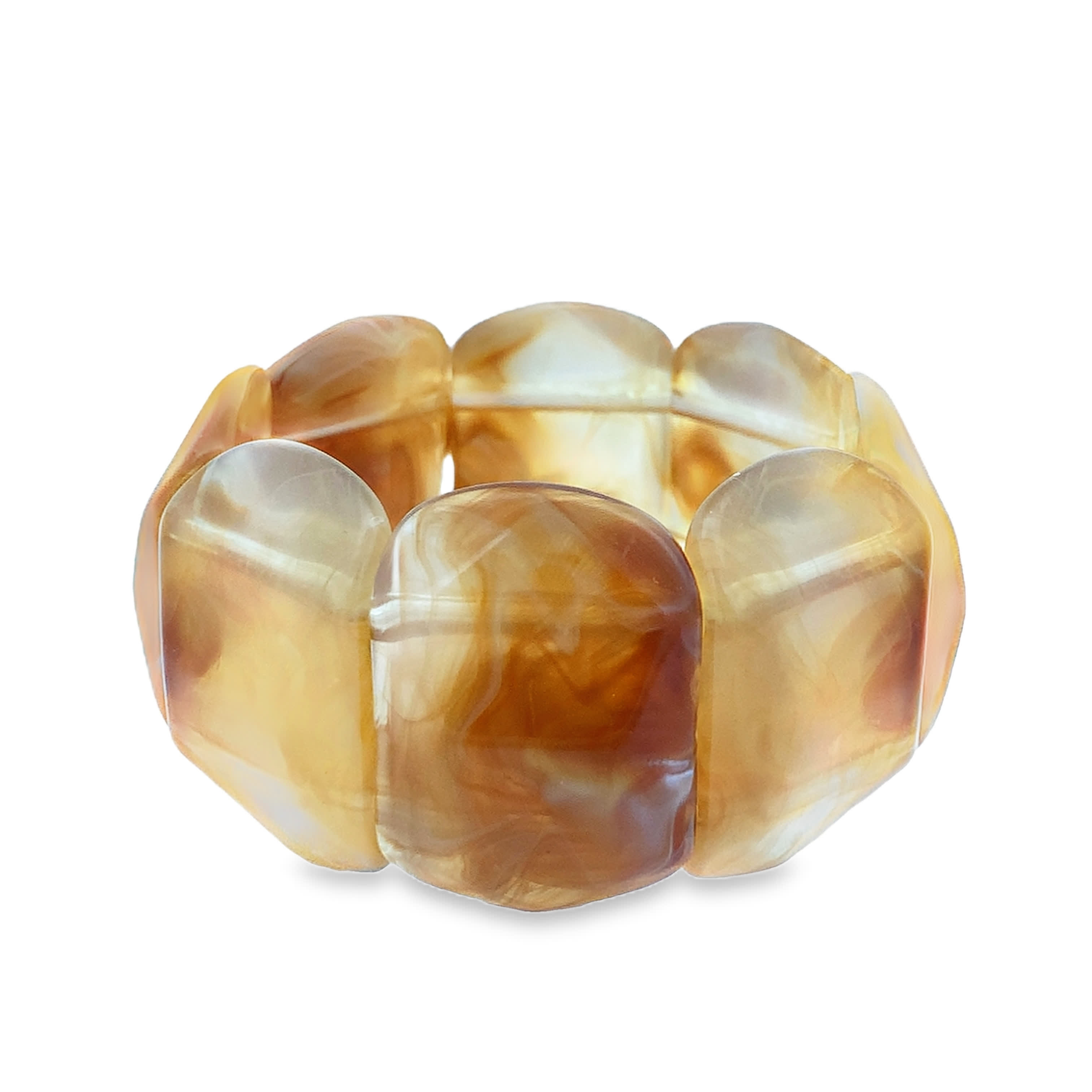 Żółtopomarańczowa bransoletka z koralików agatu kaboszonowego