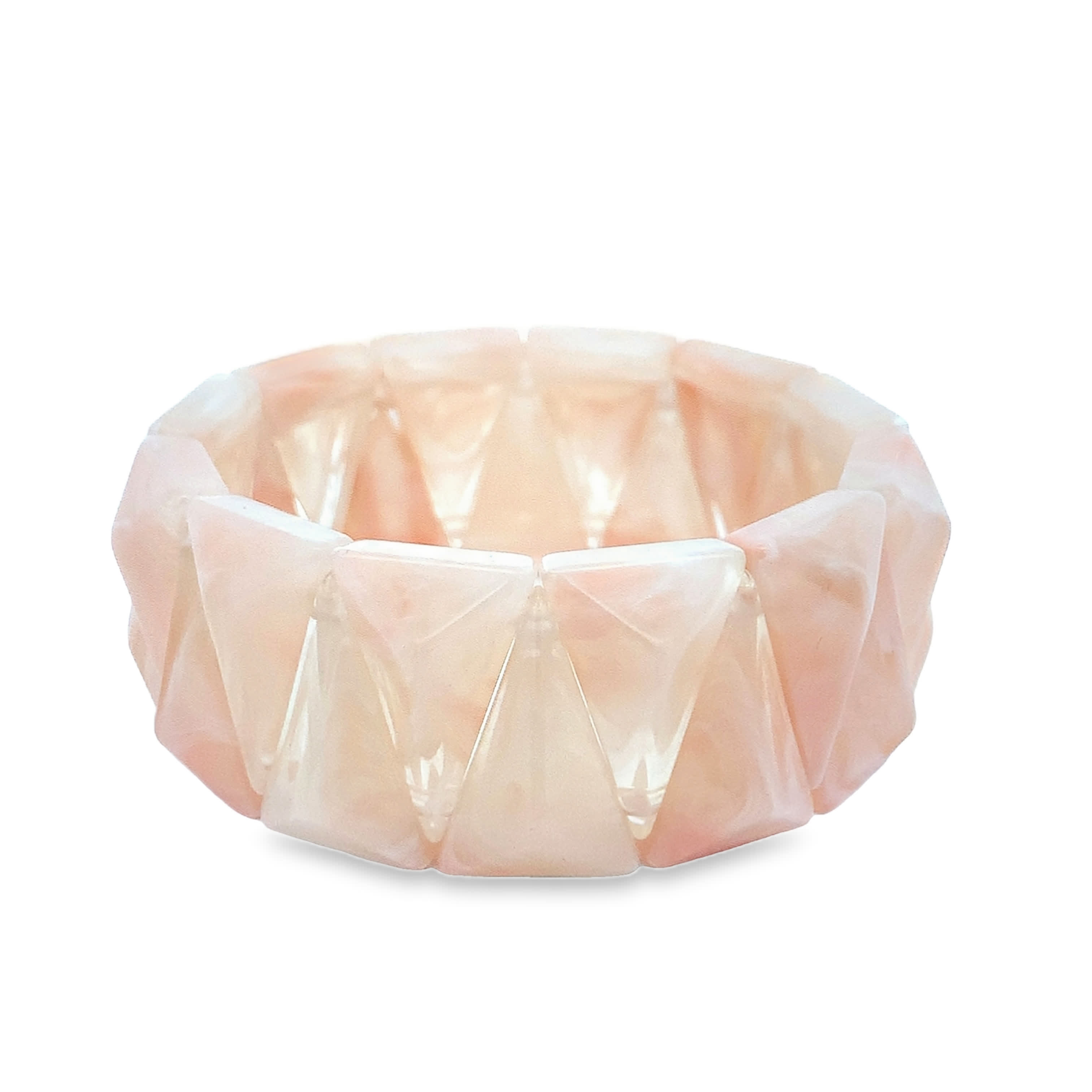 Bransoletka z kwarcu różowego: Bransoletka z kamieni szlachetnych w kształcie kaboszonu