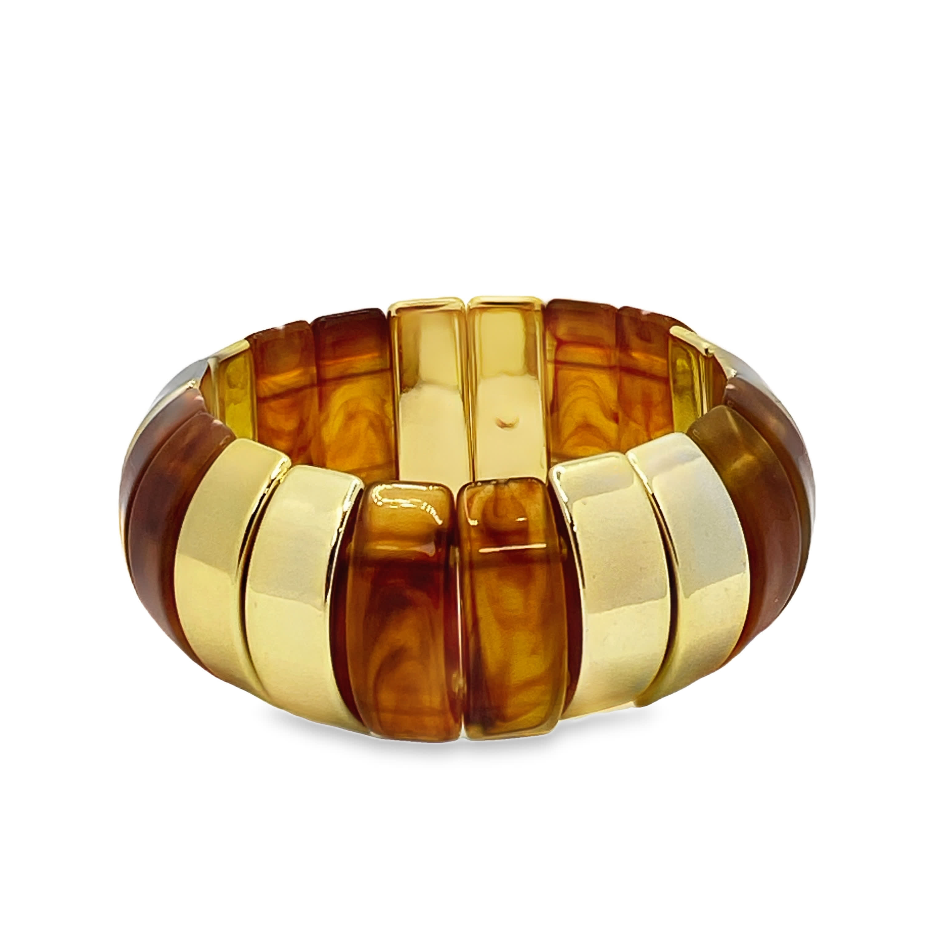 Elegancka bransoletka bez metalu z marmurkowym brązowym panelem