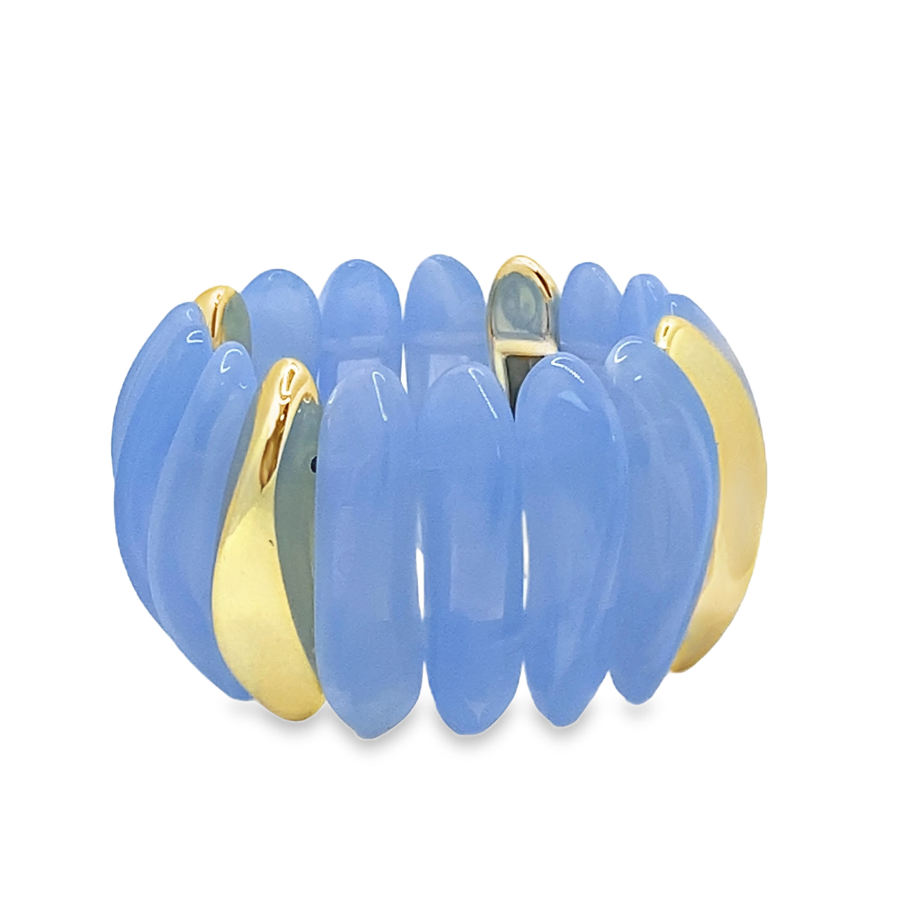 Nowoczesna bransoletka z niebieskiej żywicy i złoconych akcentów