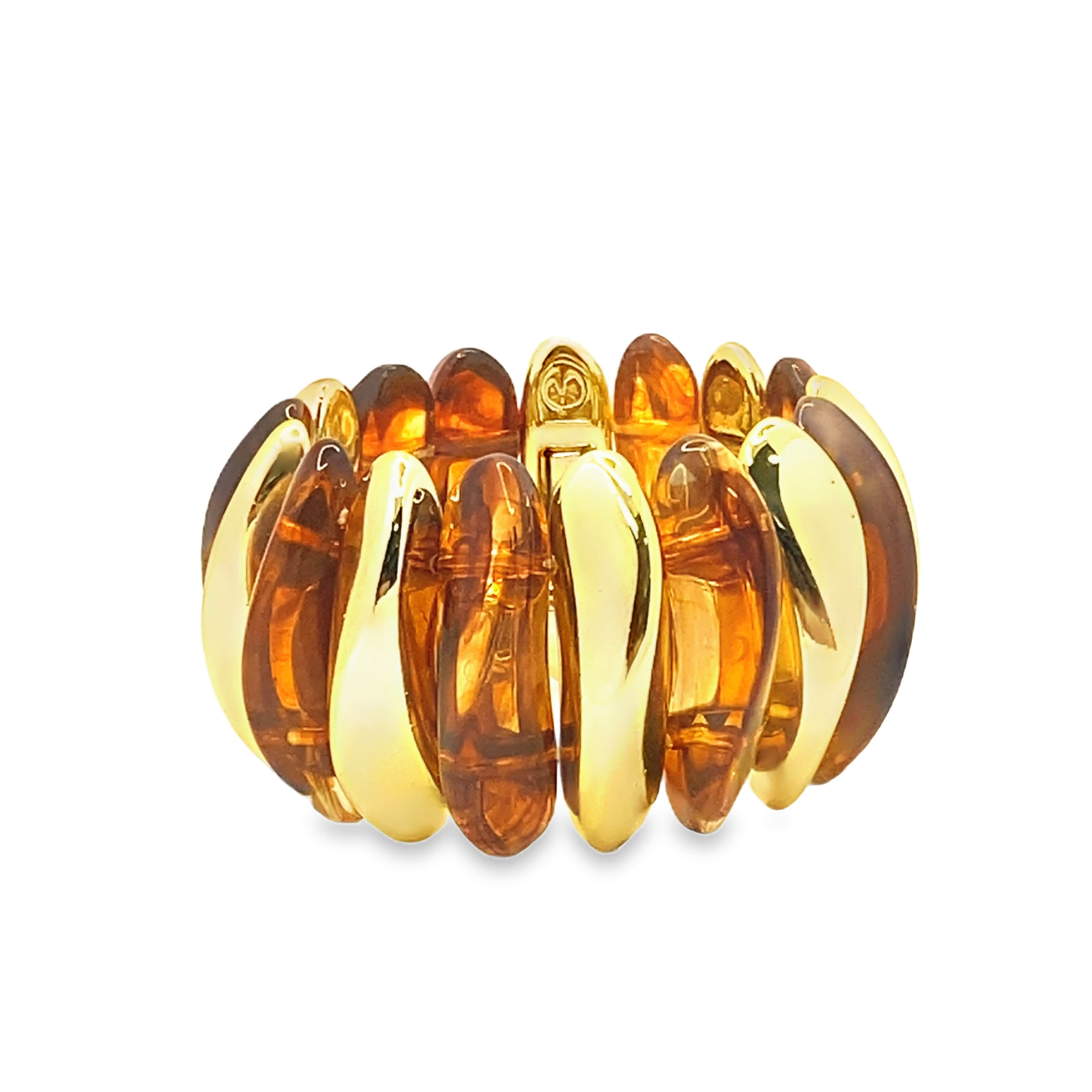 Bransoletka z koralików ze złoconej stali z akcentami bursztynu