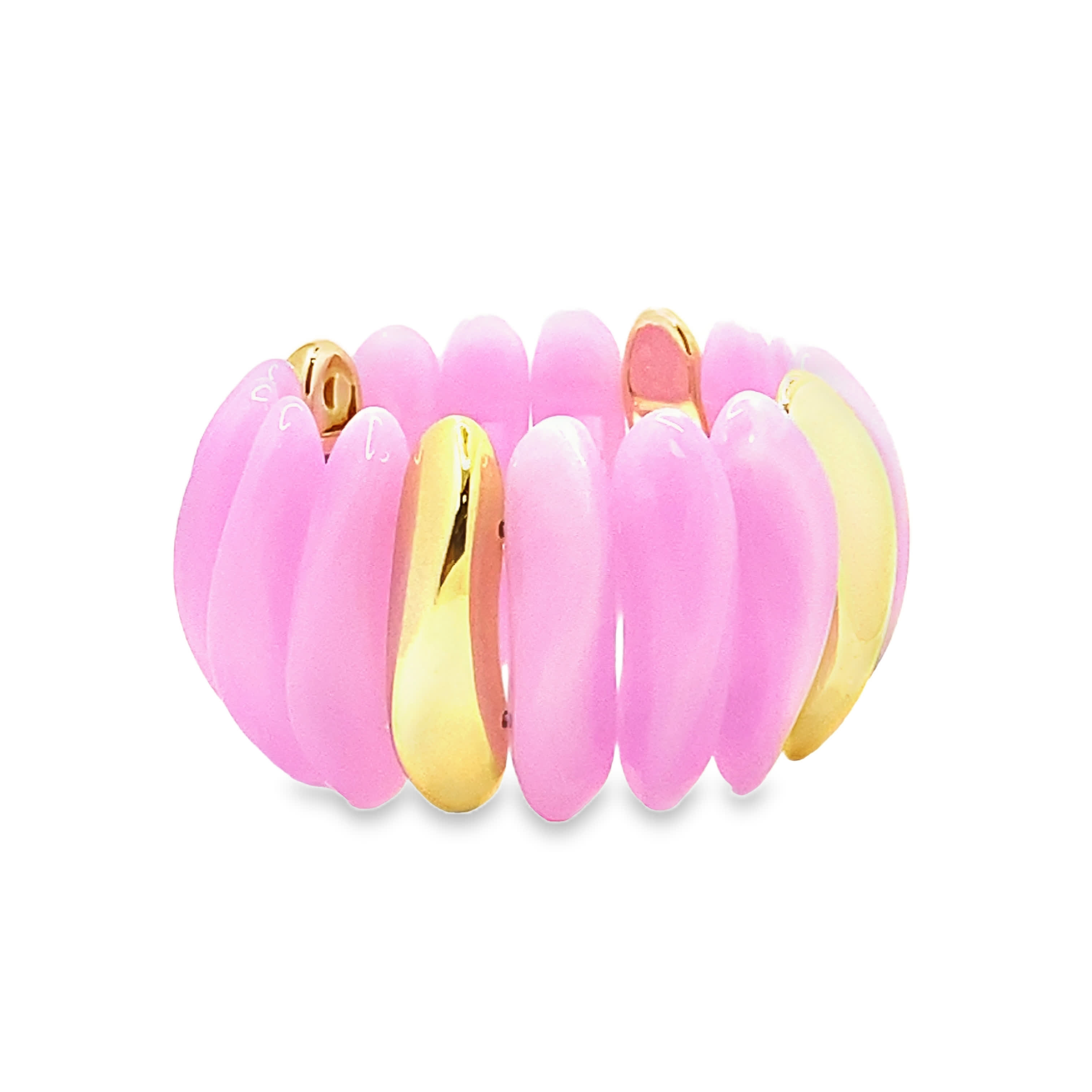 Różowa bransoletka z koralików bez metalu z akcentami