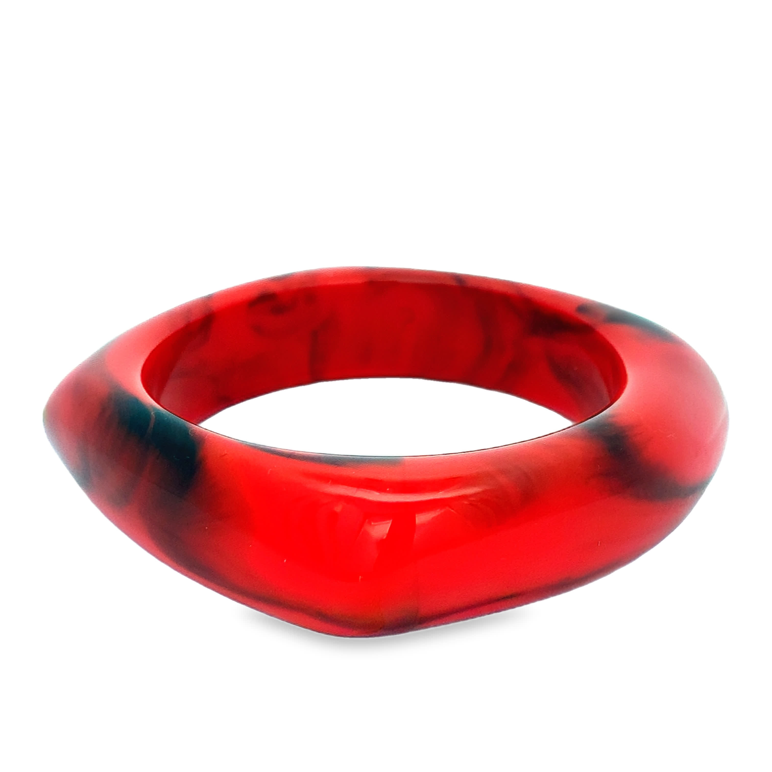 Nowoczesna, czerwono-czarna, wzorzysta bransoletka bez metalu