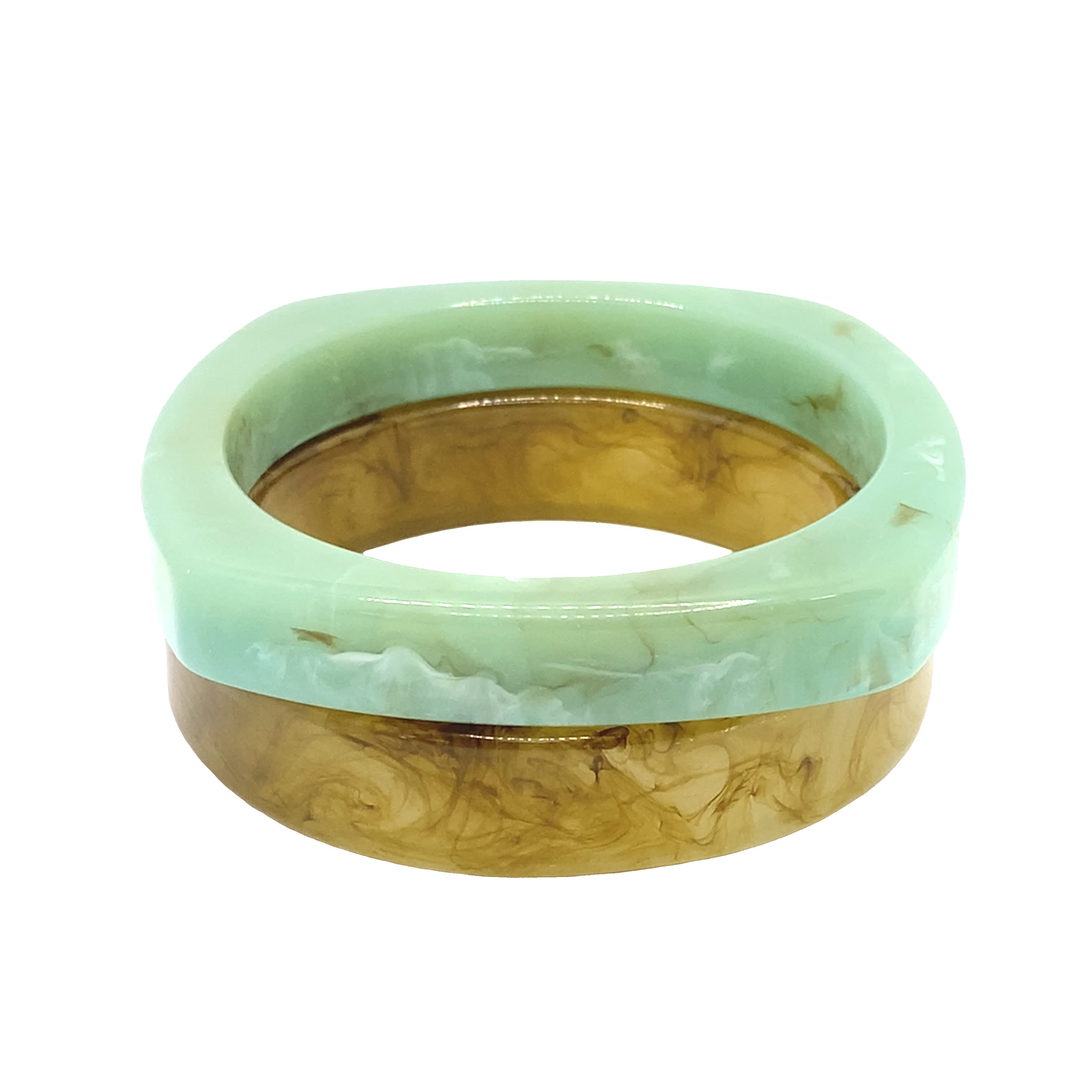 Dwukolorowe bransoletki bez metalu w jasnozielonym i żółto-złotym wykończeniu