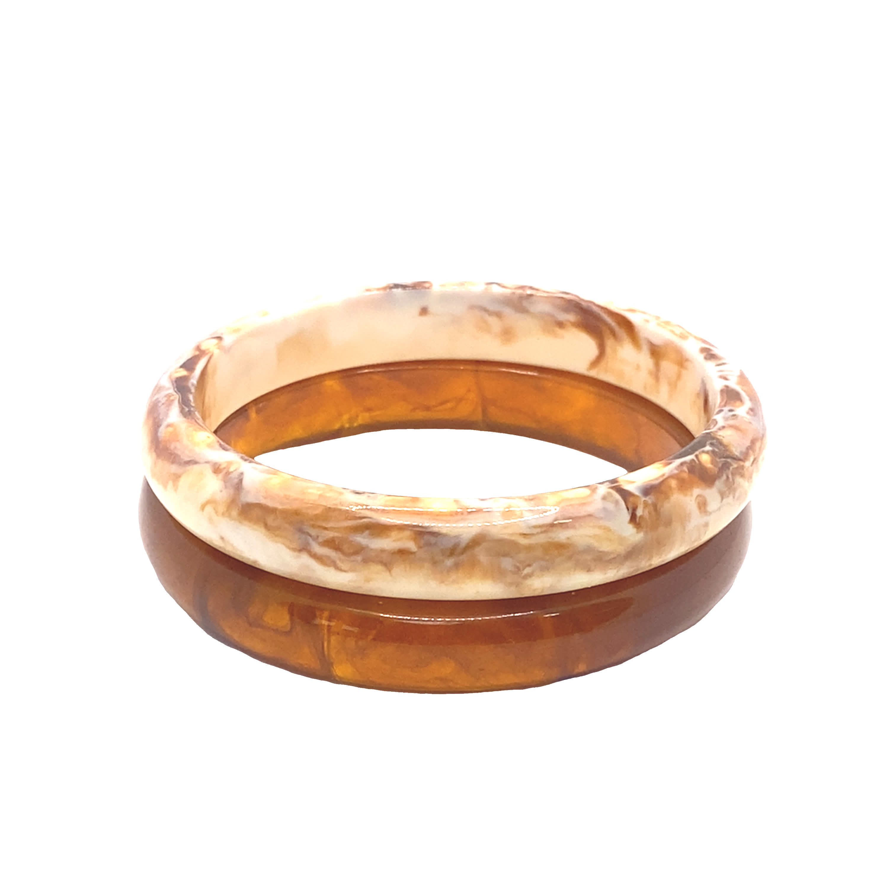 Zestaw bransoletek w odcieniach kości słoniowej i bursztynu