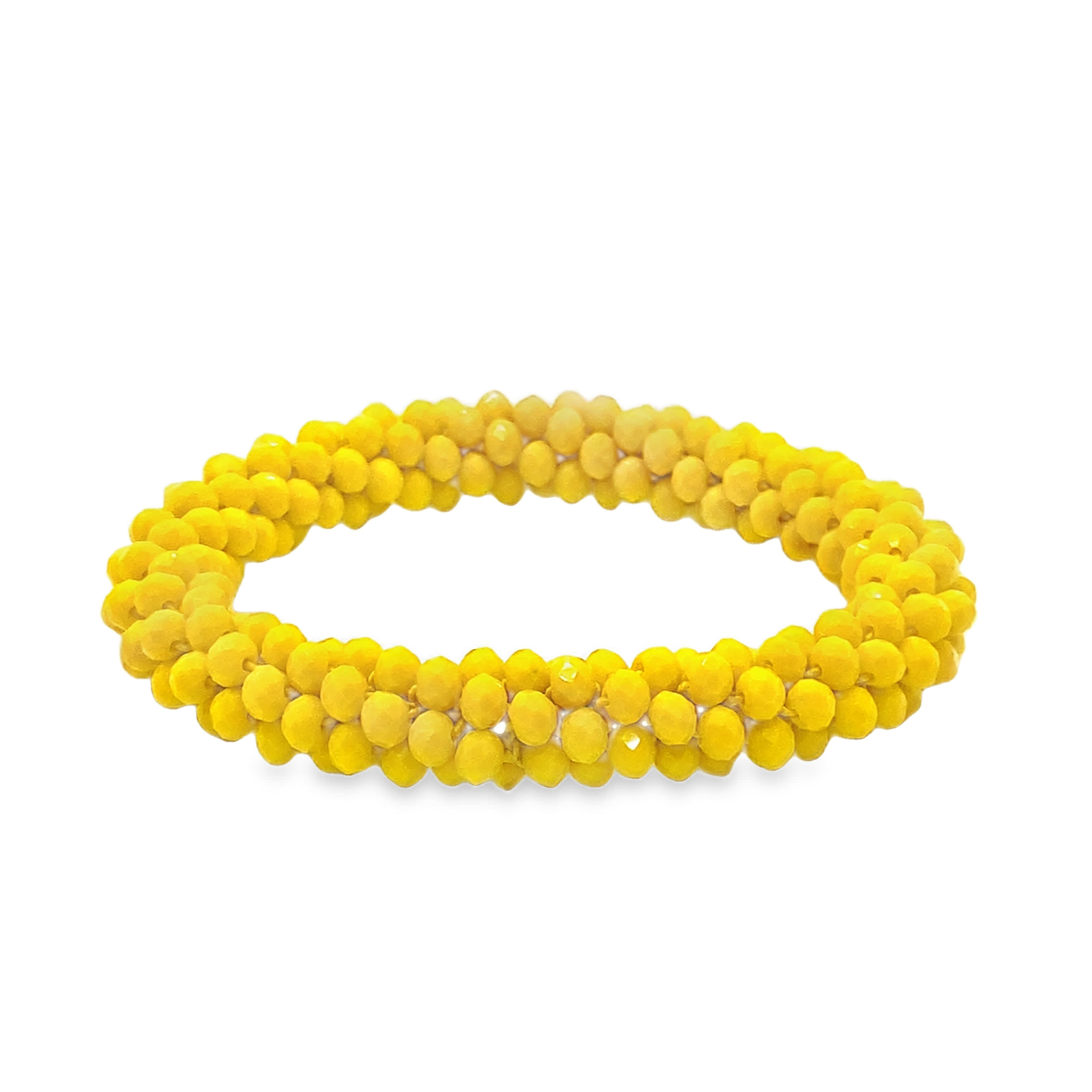 Jaskrawa żółta bransoletka z koralikami