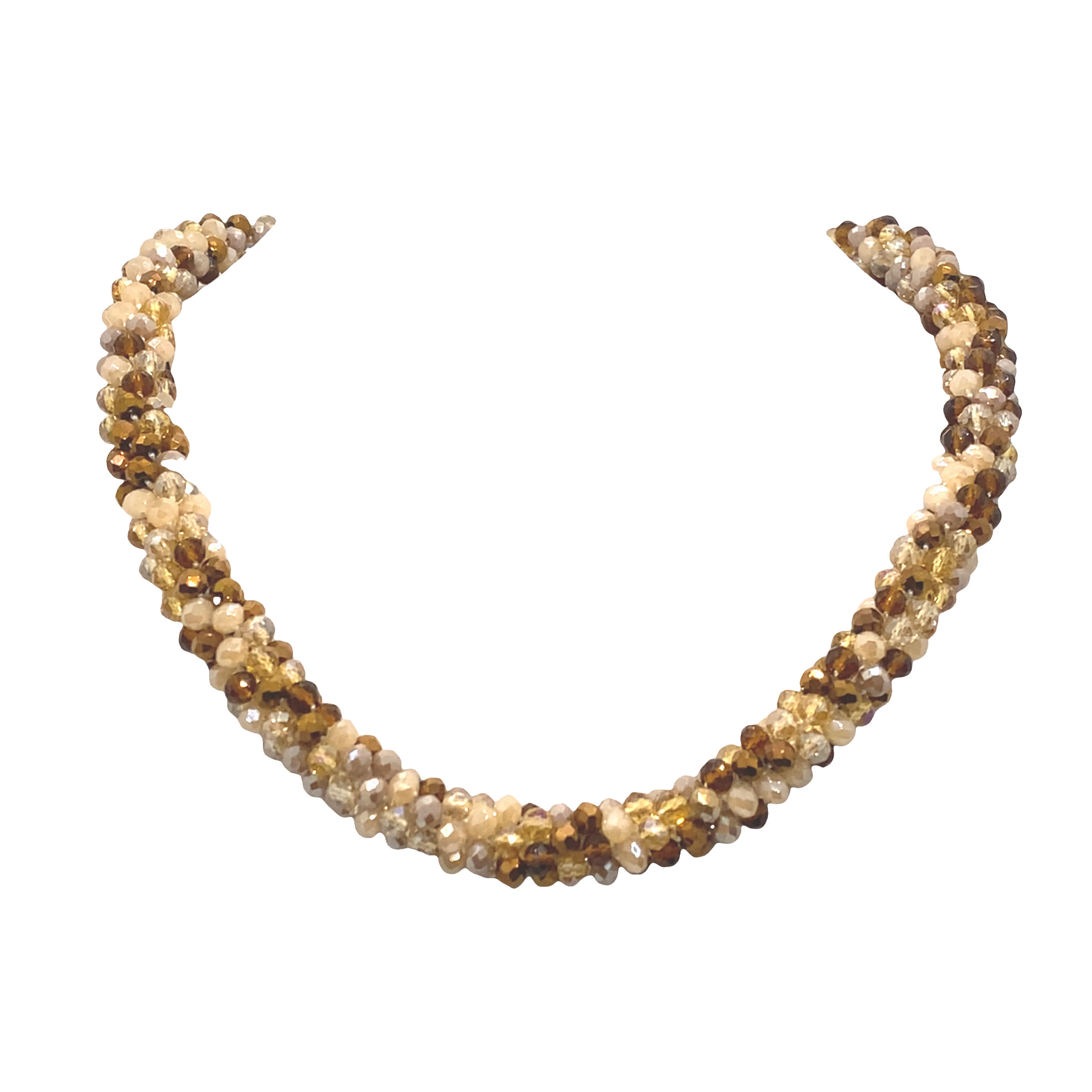 Żółto-pomarańczowy naszyjnik z koralików kryształowych