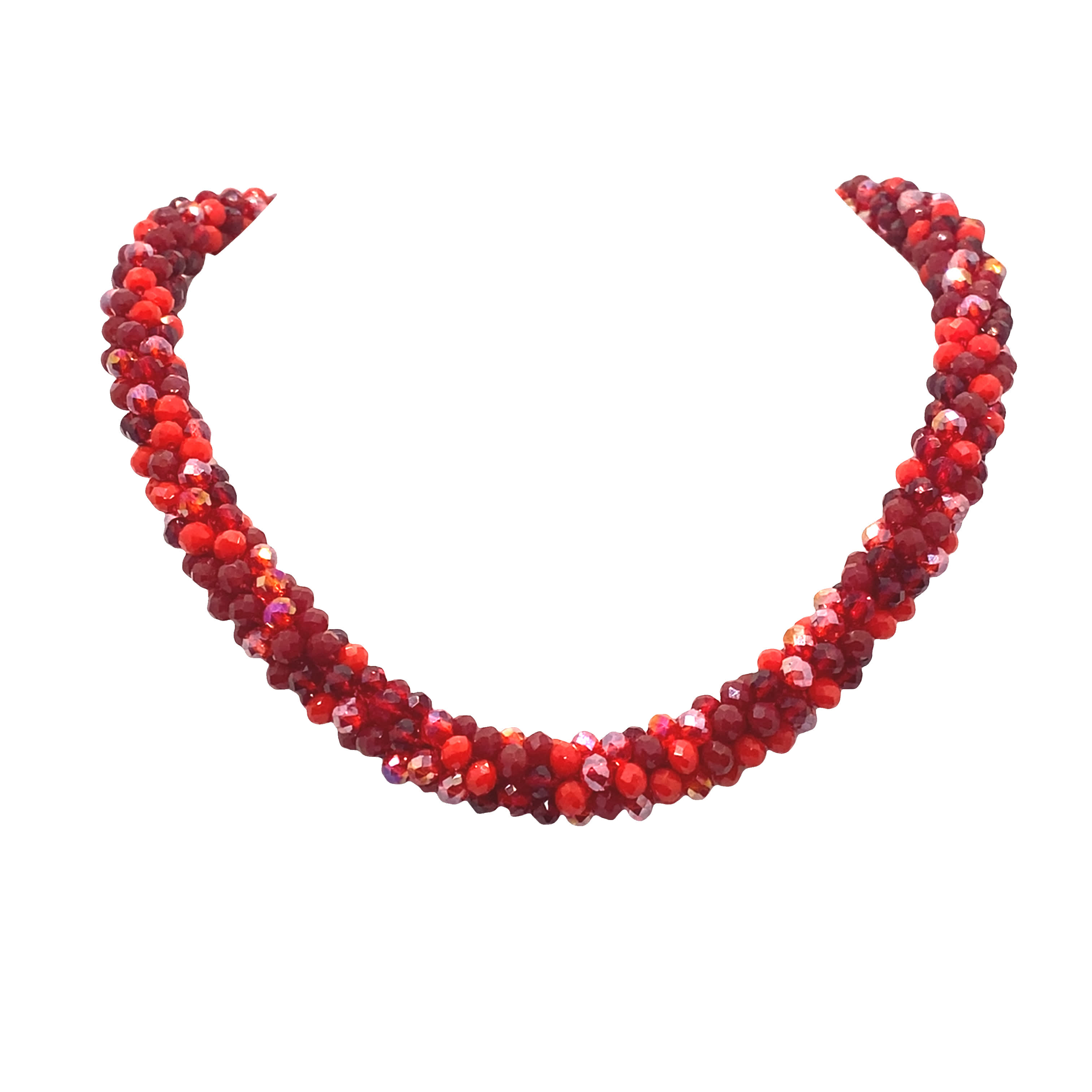 Elegancki naszyjnik z czerwonymi kryształkami