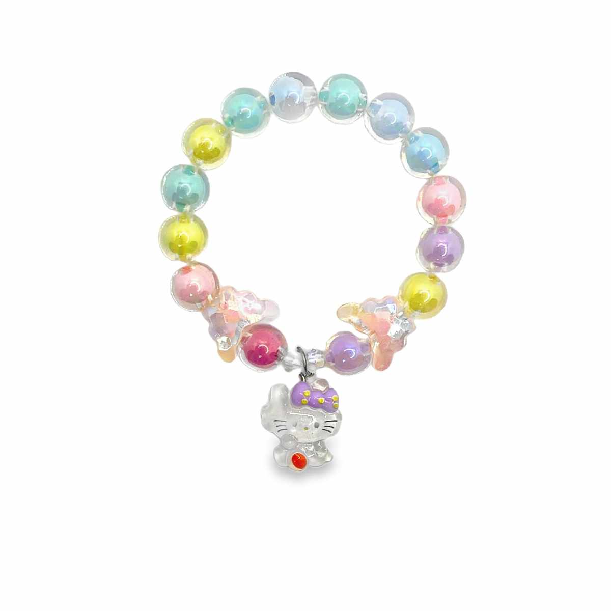 Pastelowa bransoletka z koralikami i uroczą zawieszką Hello Kitty