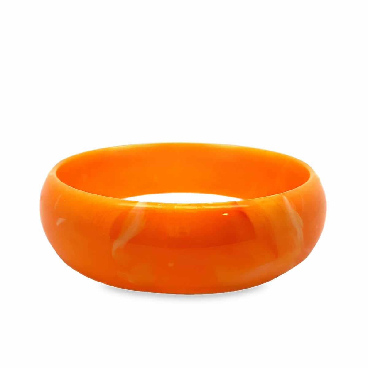 Masywna pomarańczowa bransoletka typu bangle z marmurkowym wzorem