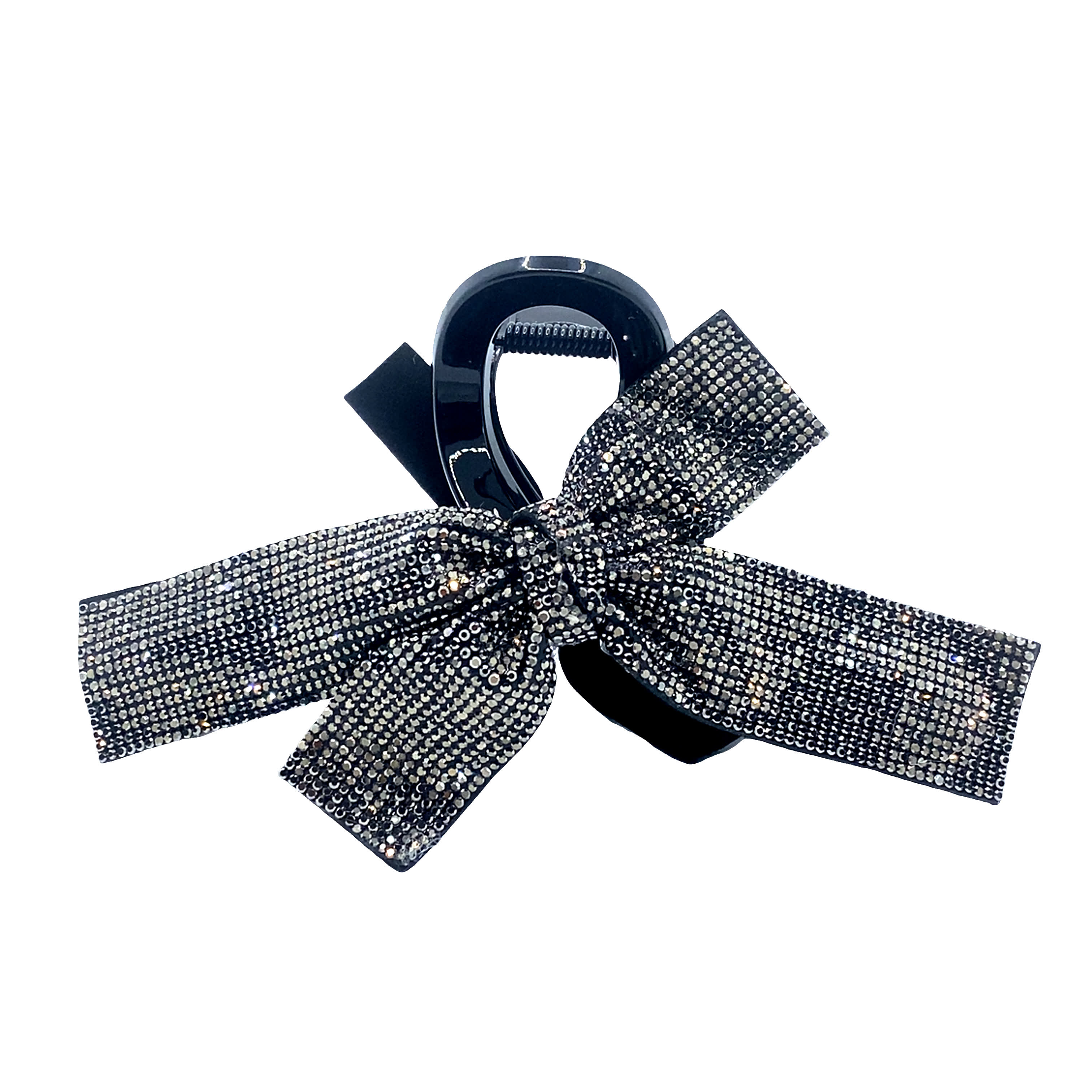 Błyszcząca, zdobiona spinka do włosów w kształcie kokardy