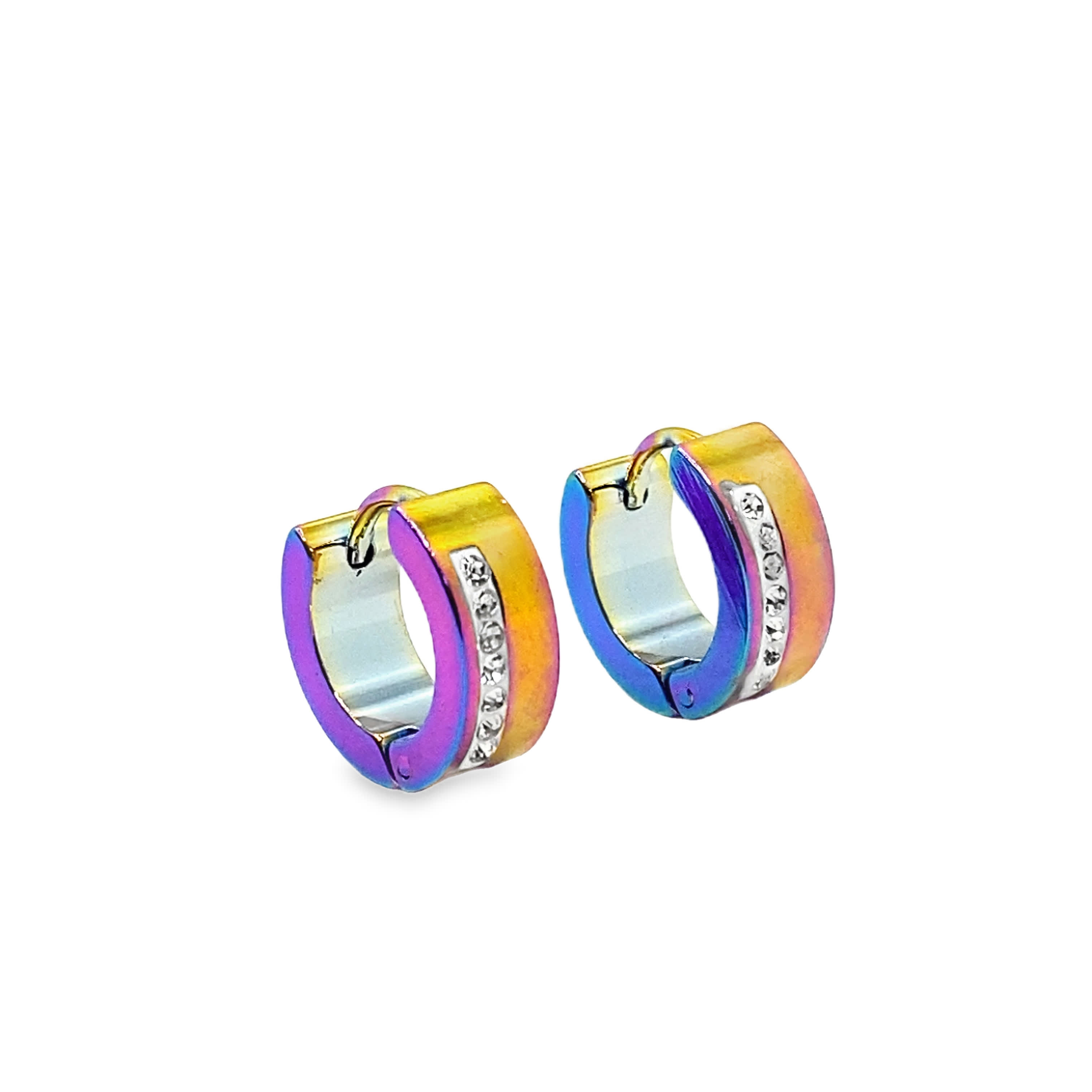 Nowoczesne kolczyki kółka z okrągłymi cyrkoniaami