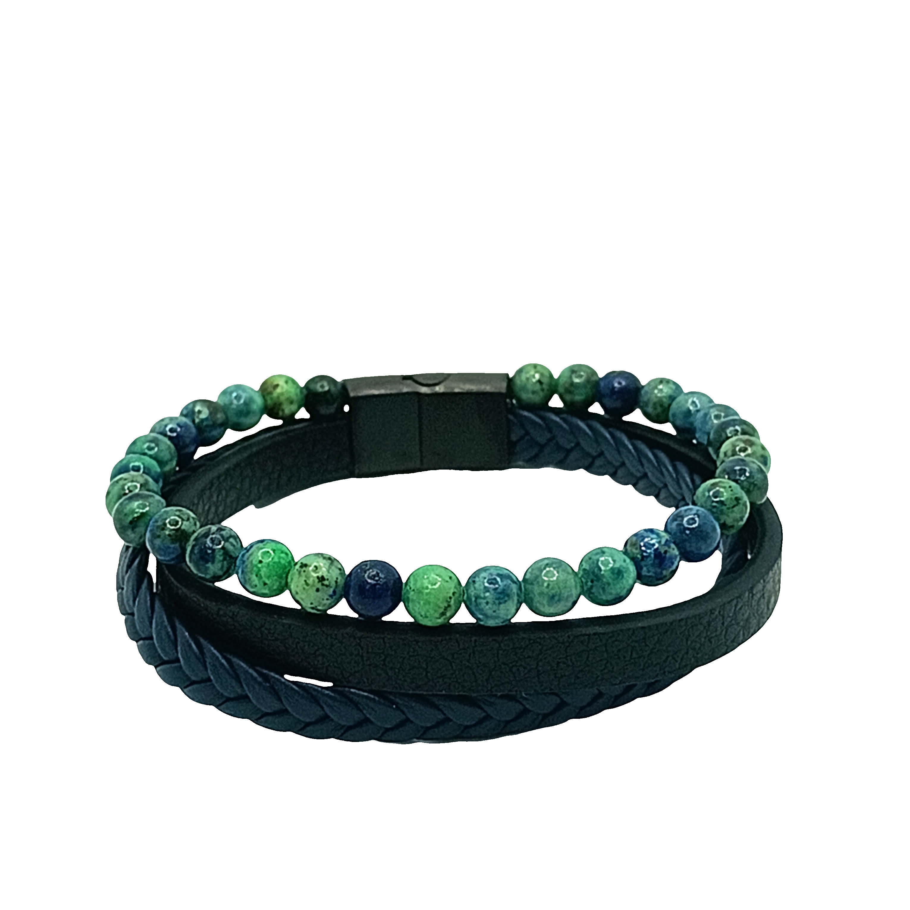 Bransoletka z koralików malachitowych - Ziemista elegancja