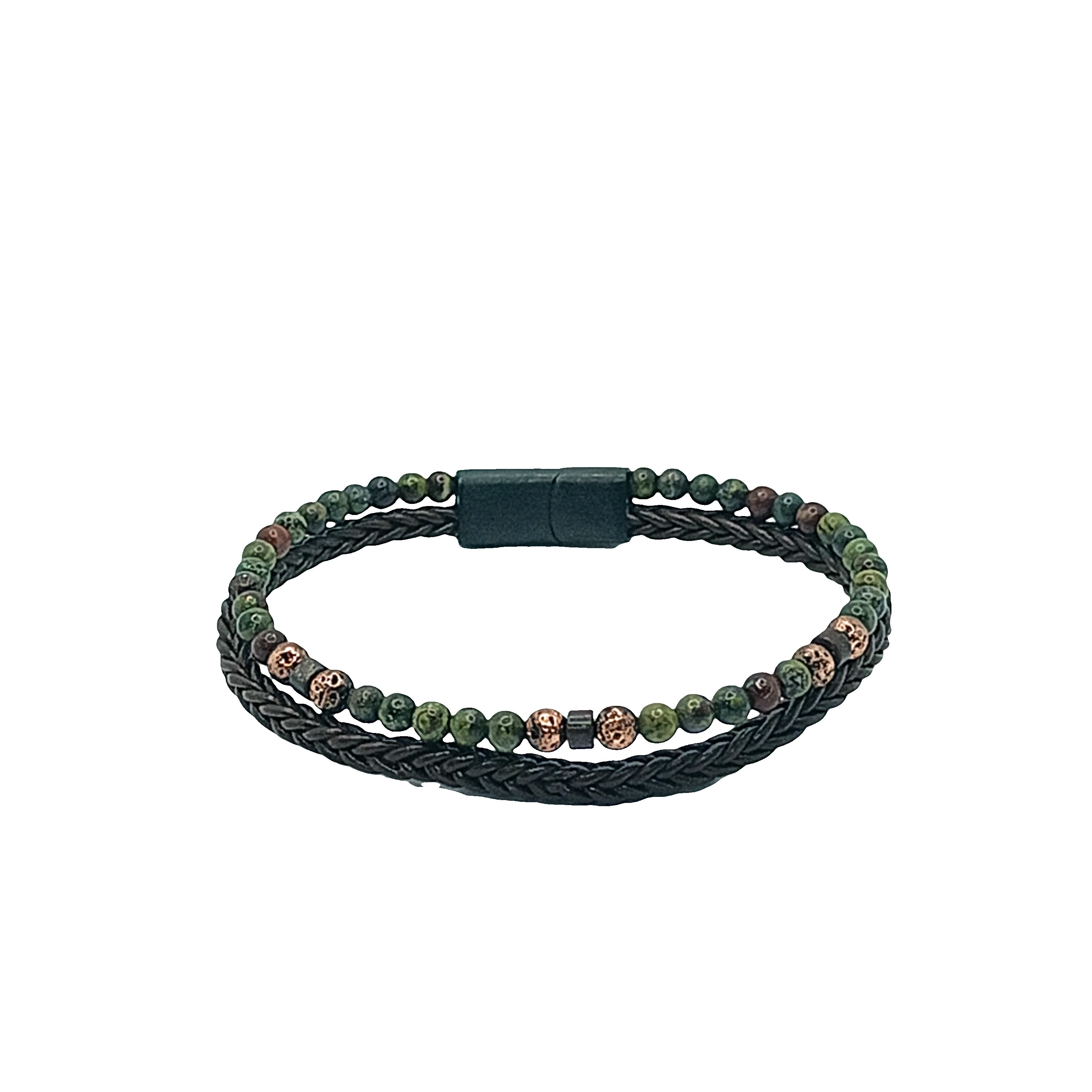 Bransoletka z koralików z zielonego agatu, styl casual