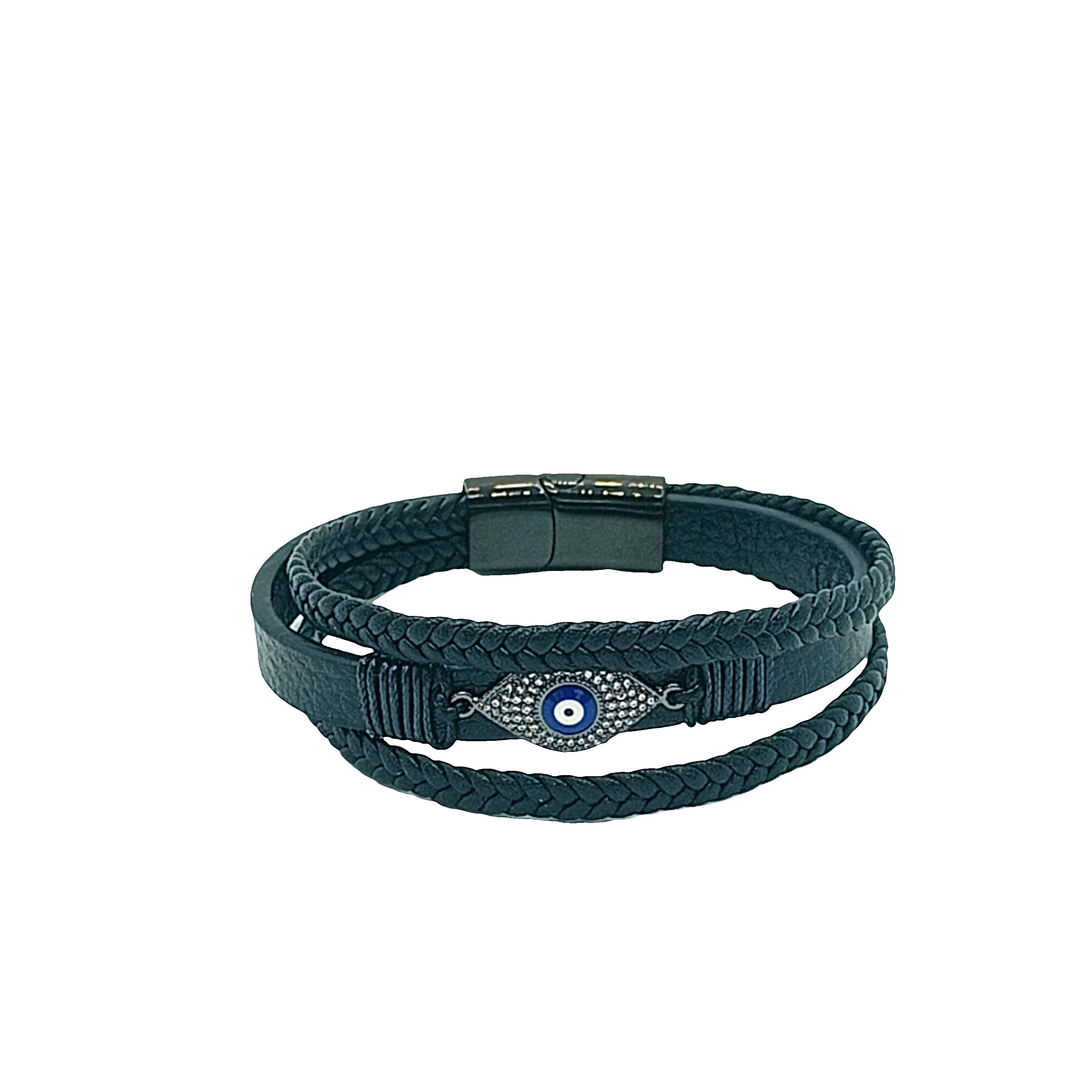 Bransoletka pleciona bez metalu z zawieszką „Złe oko”