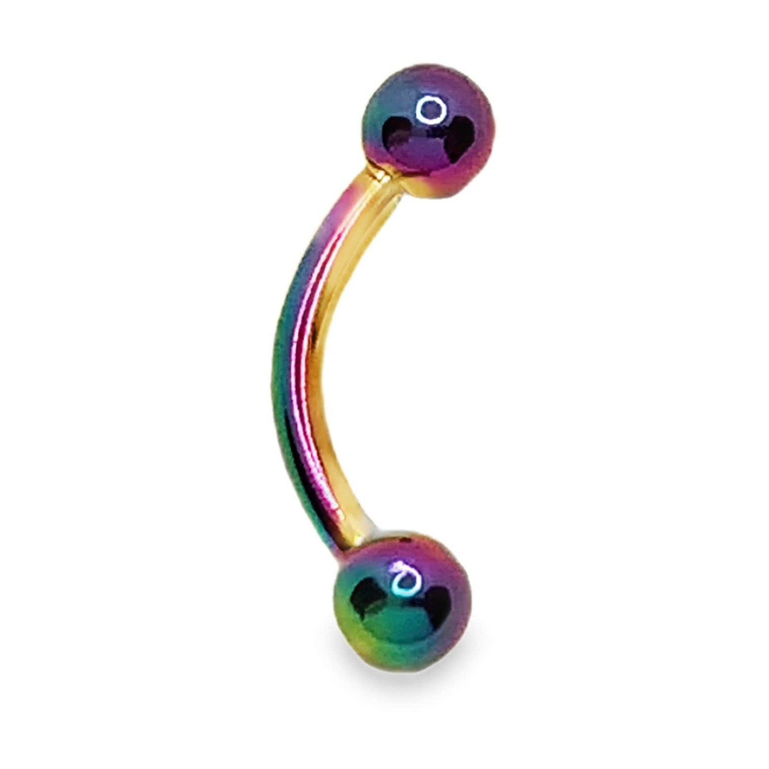 Opalizujący tęczowo anodowany tytanowy curved barbell