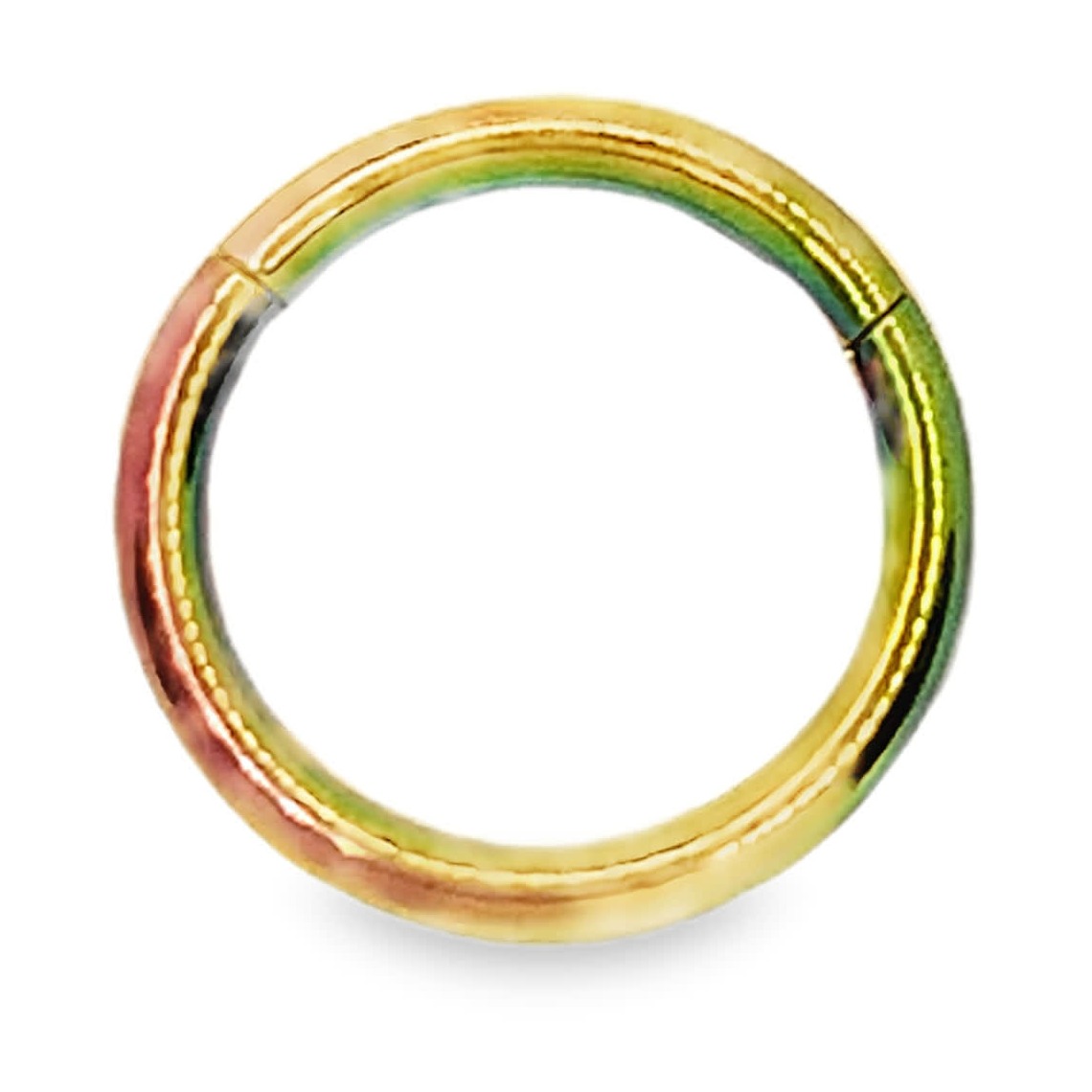 Tęczowo anodowany hinged segment hoop ring ze stali chirurgicznej