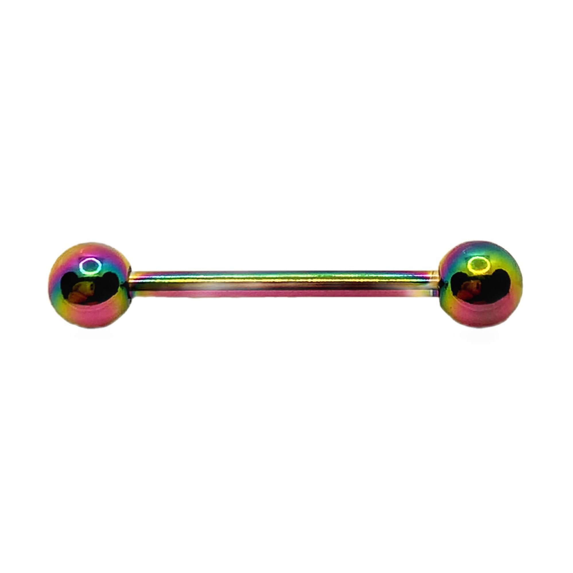 Straight barbell ze stali chirurgicznej anodowany tęczowo