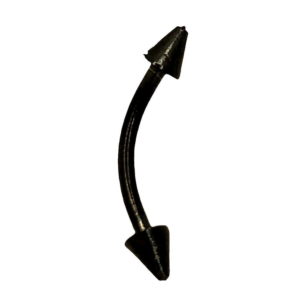 Czarny anodowany curved barbell do piercingu z końcówkami spike
