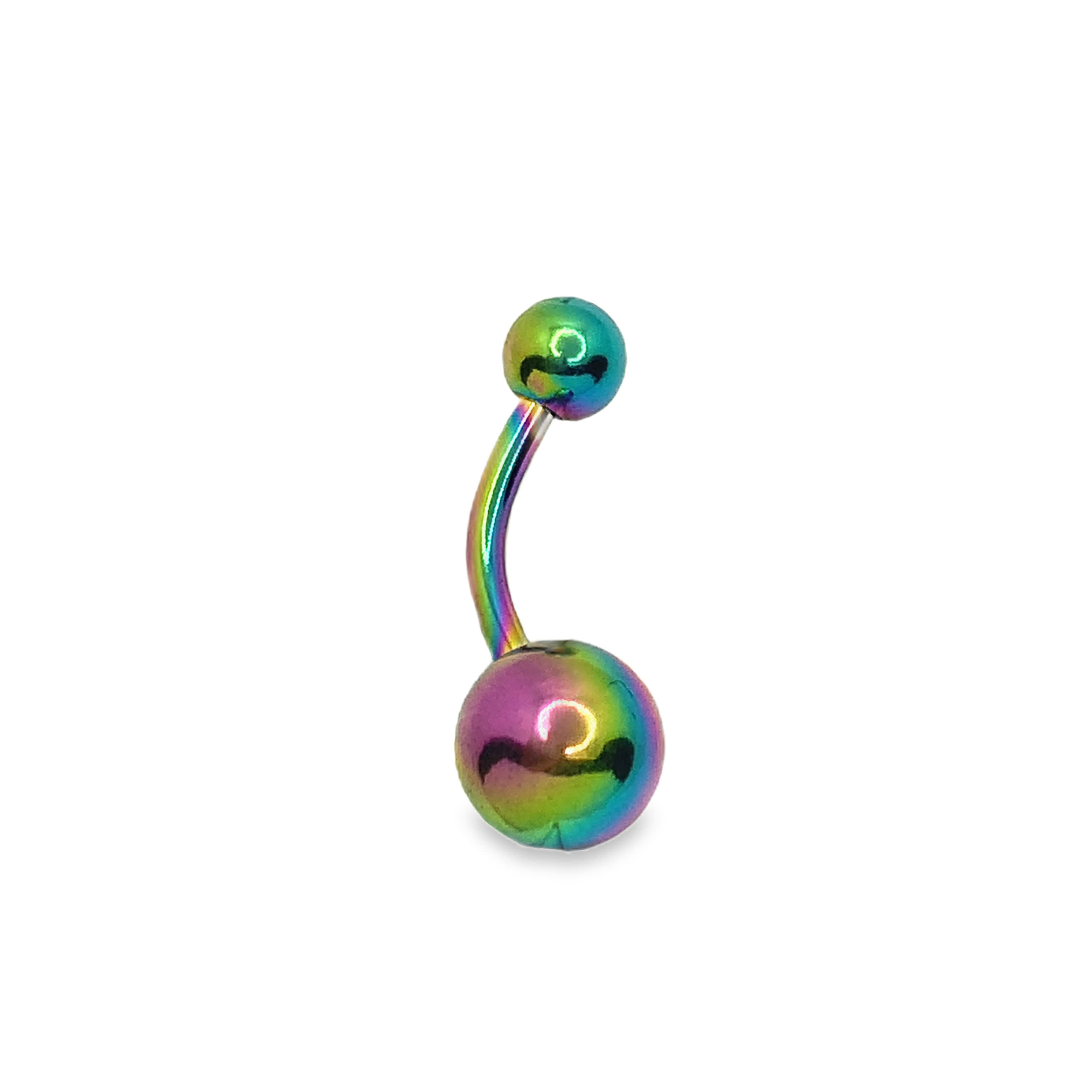 Rainbow Anodized Surgical Steel Curved Barbell Belly Piercing