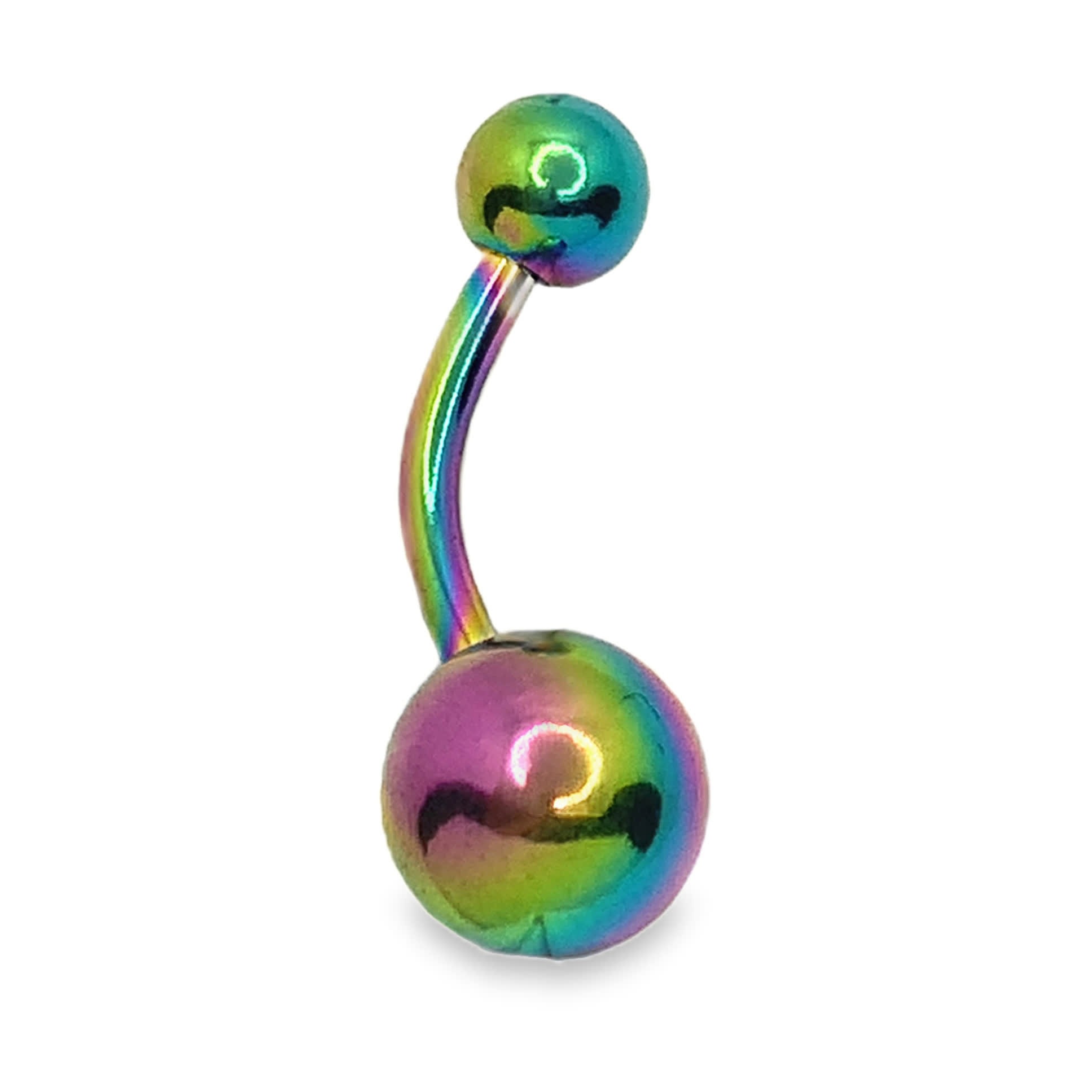 Tęczowo anodowany curved barbell ze stali chirurgicznej do pępka