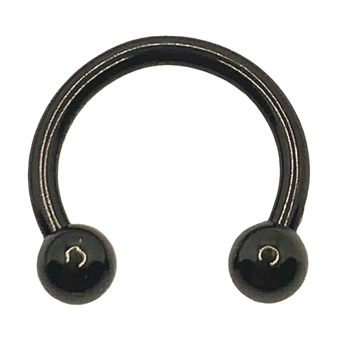 Czarny horseshoe barbell PVD z okrągłymi koralikami kamienia obsydianu