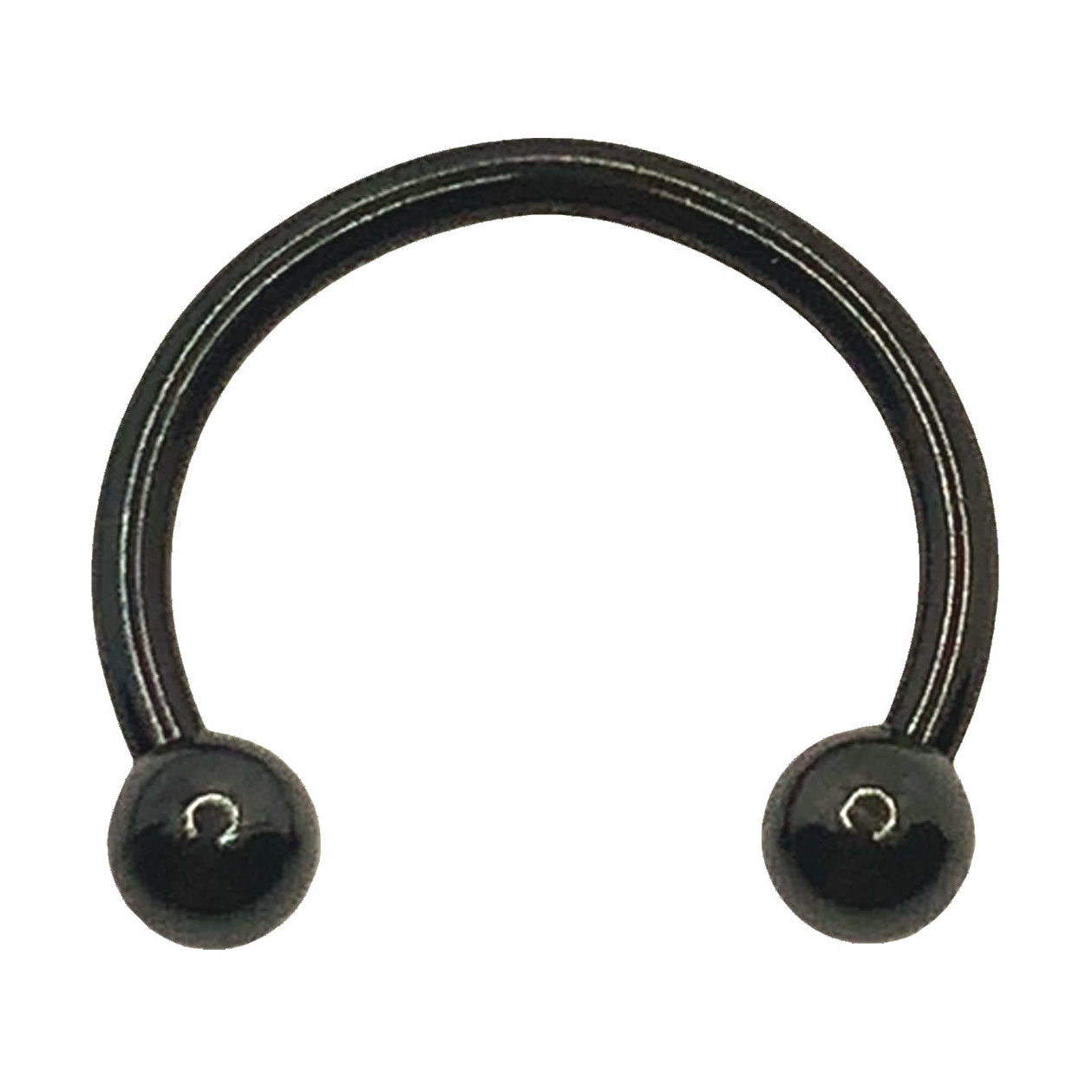 Czarny horseshoe ring circular barbell z powłoką PVD i kulkowymi końcówkami