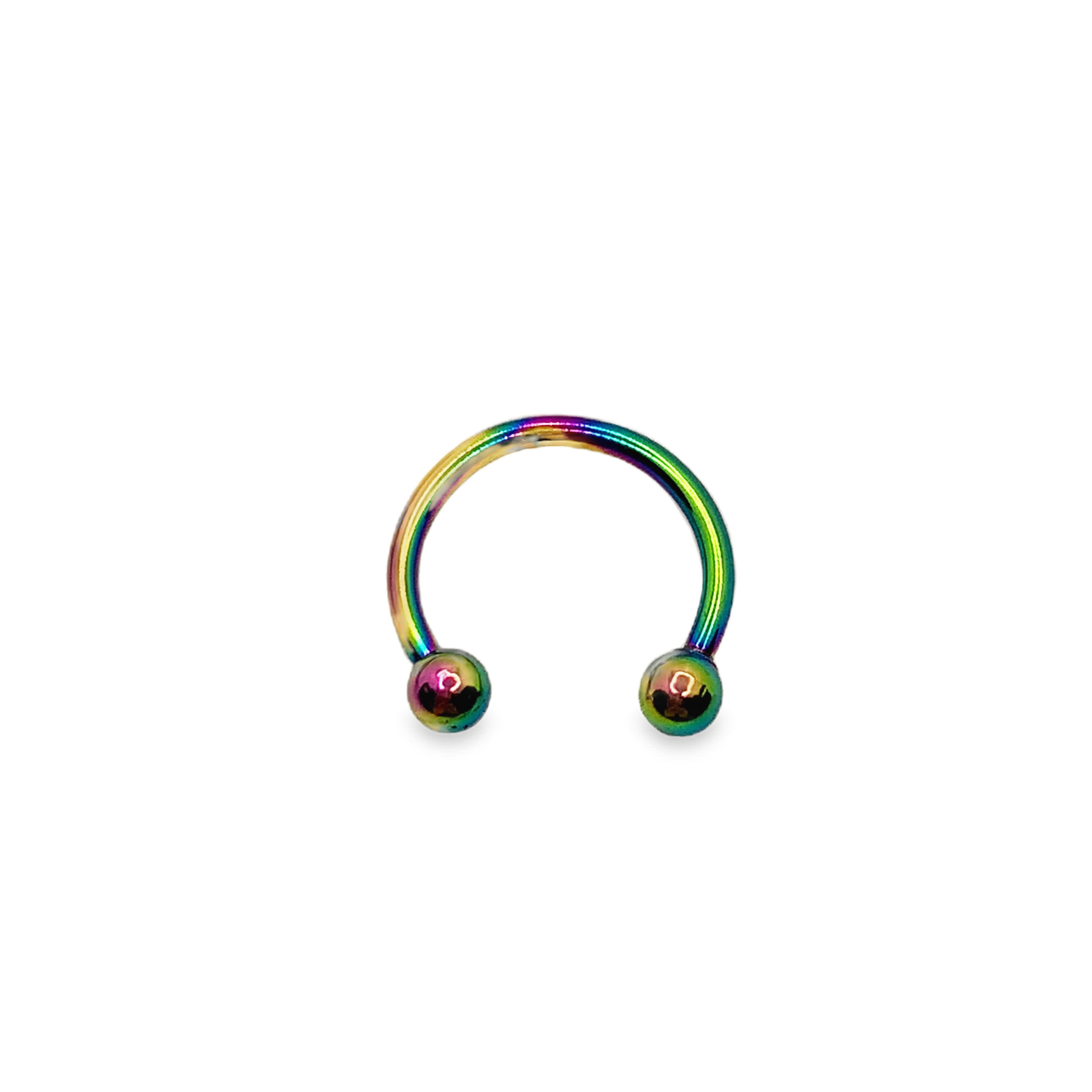 Rainbow Anodized Titanium Horseshoe Barbell Septum Ring