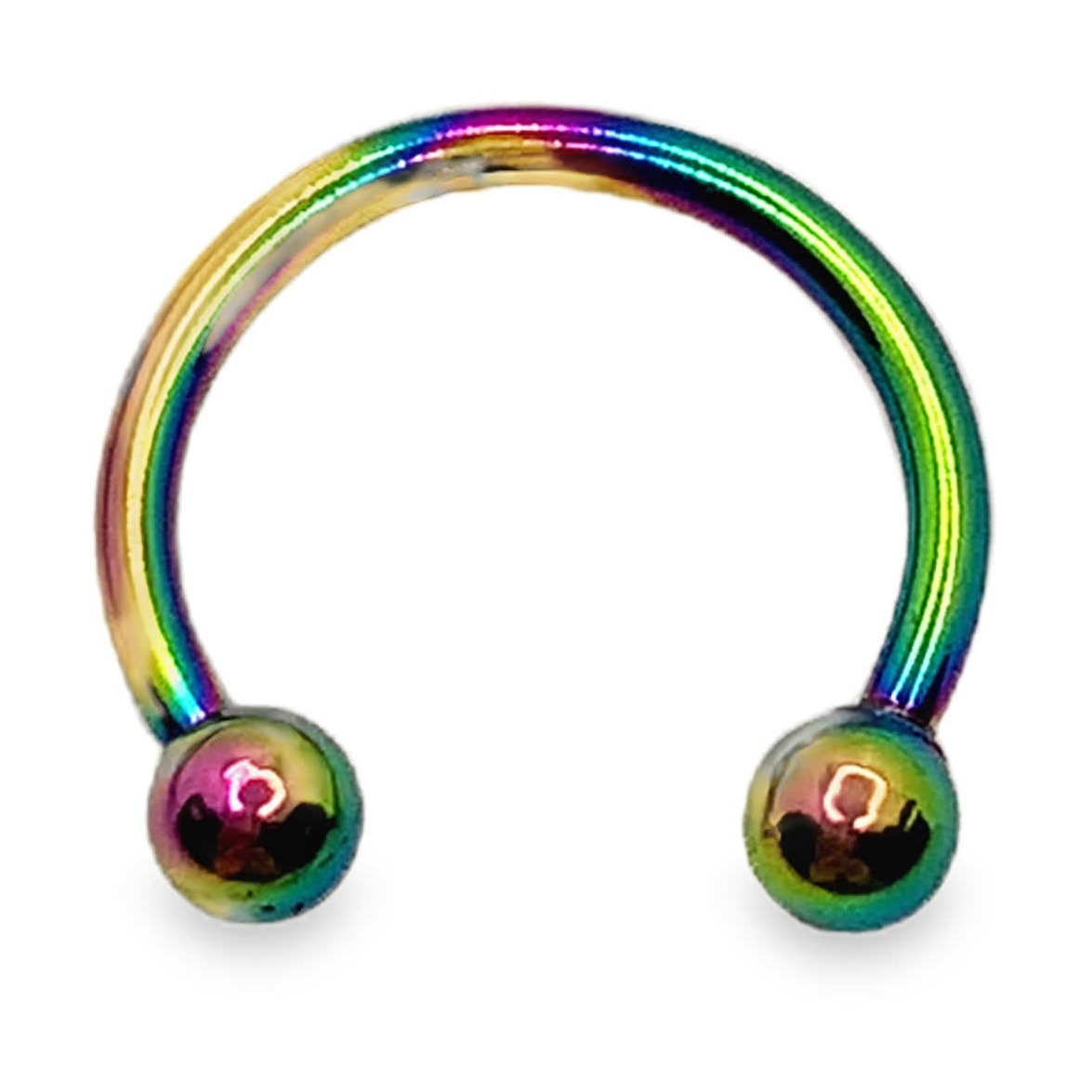 Tytanowy tęczowo anodowany horseshoe barbell do septum