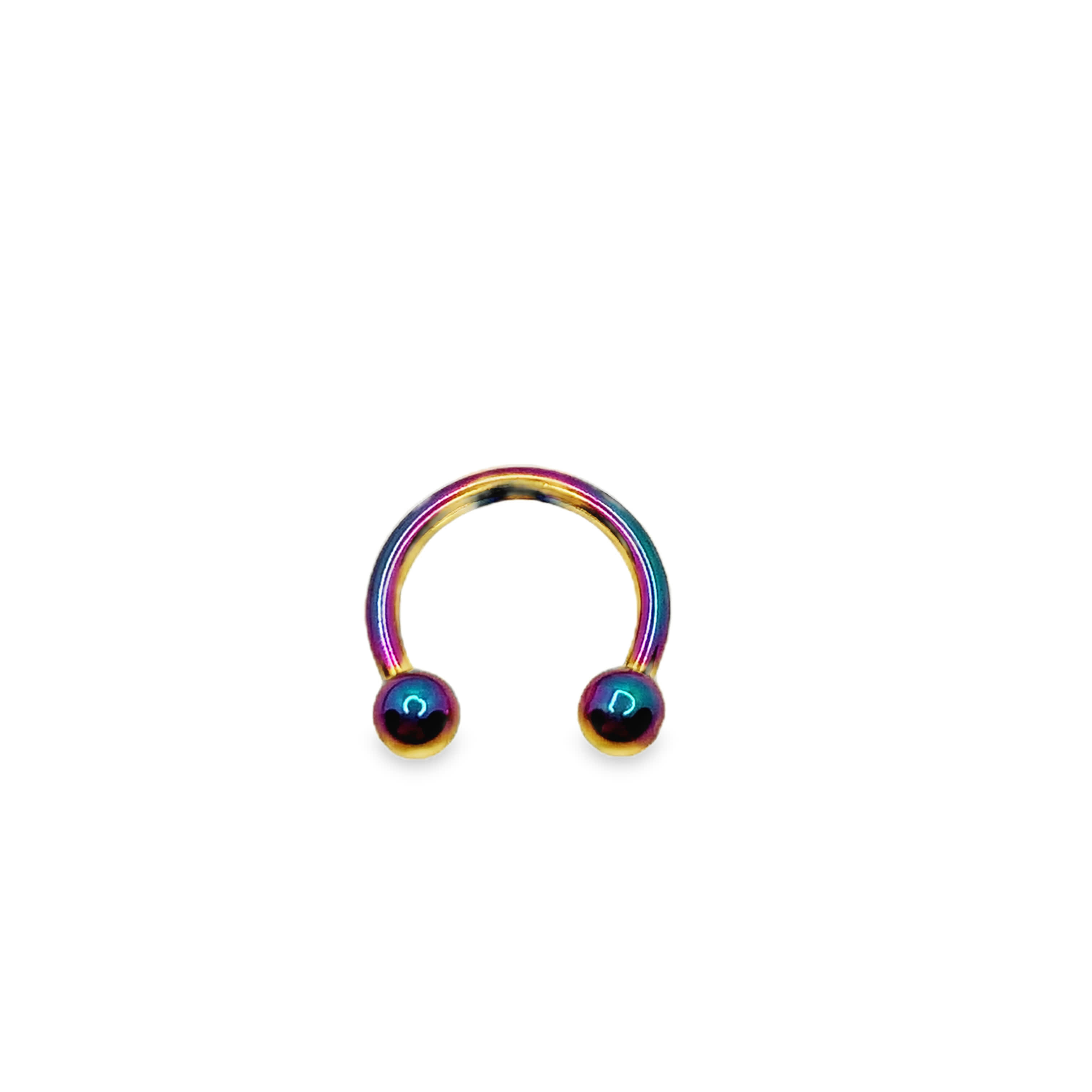 Iridescent Rainbow Horseshoe Circular Barbell Jewelry