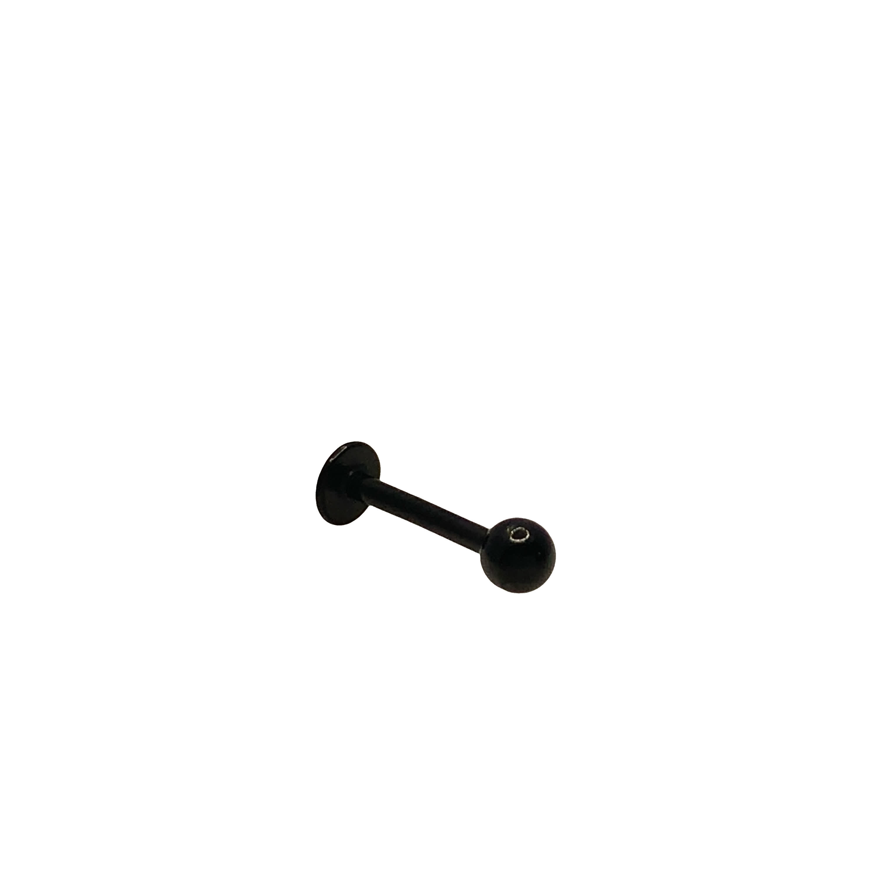 Polished Black Labret Stud with Flat-Back Design