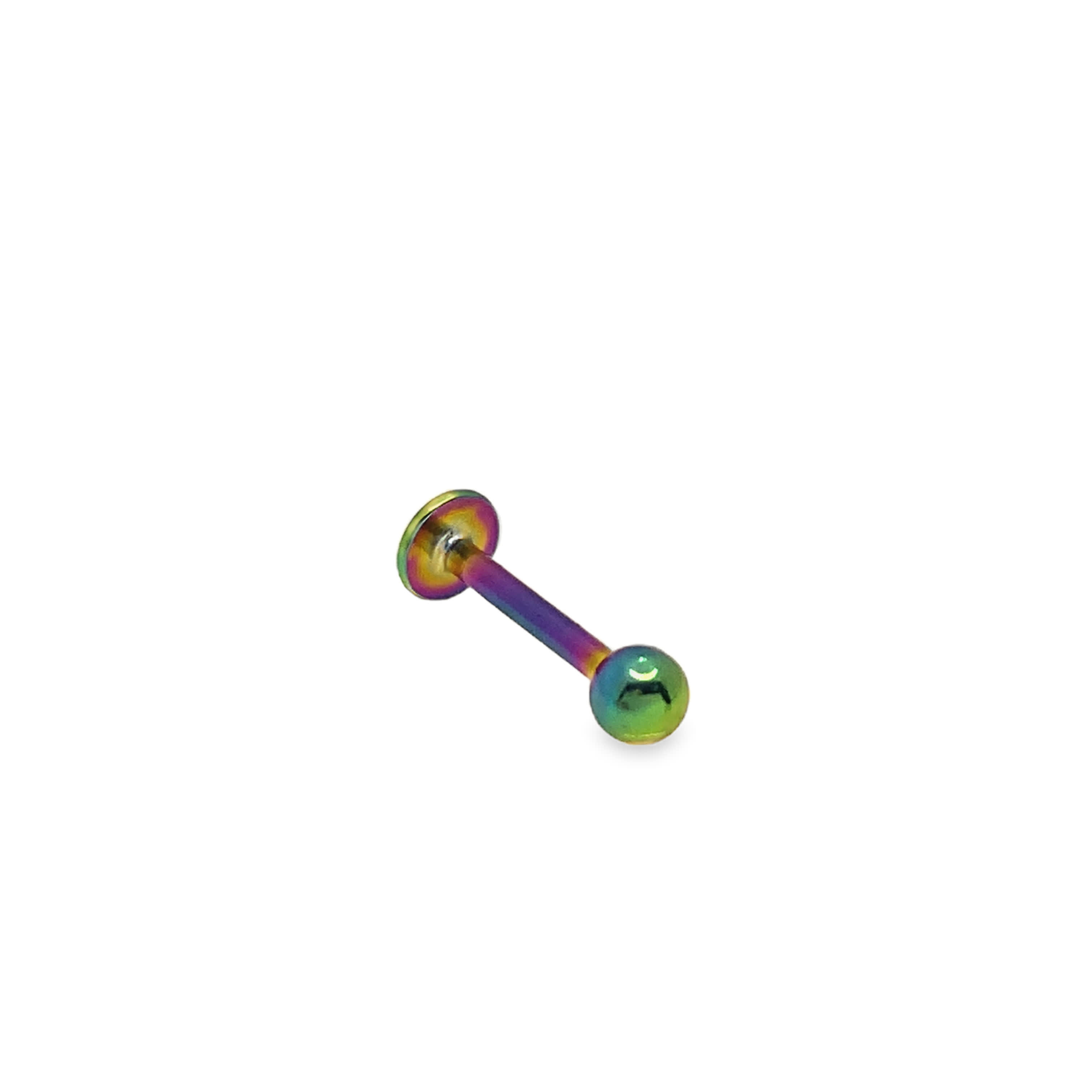 Rainbow Anodized Titanium Flat Back Labret Stud