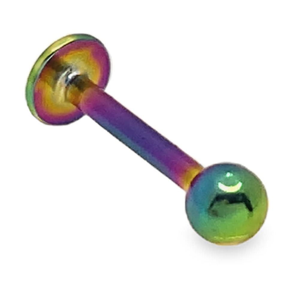 Tytanowy labret flat back anodowany tęczowo