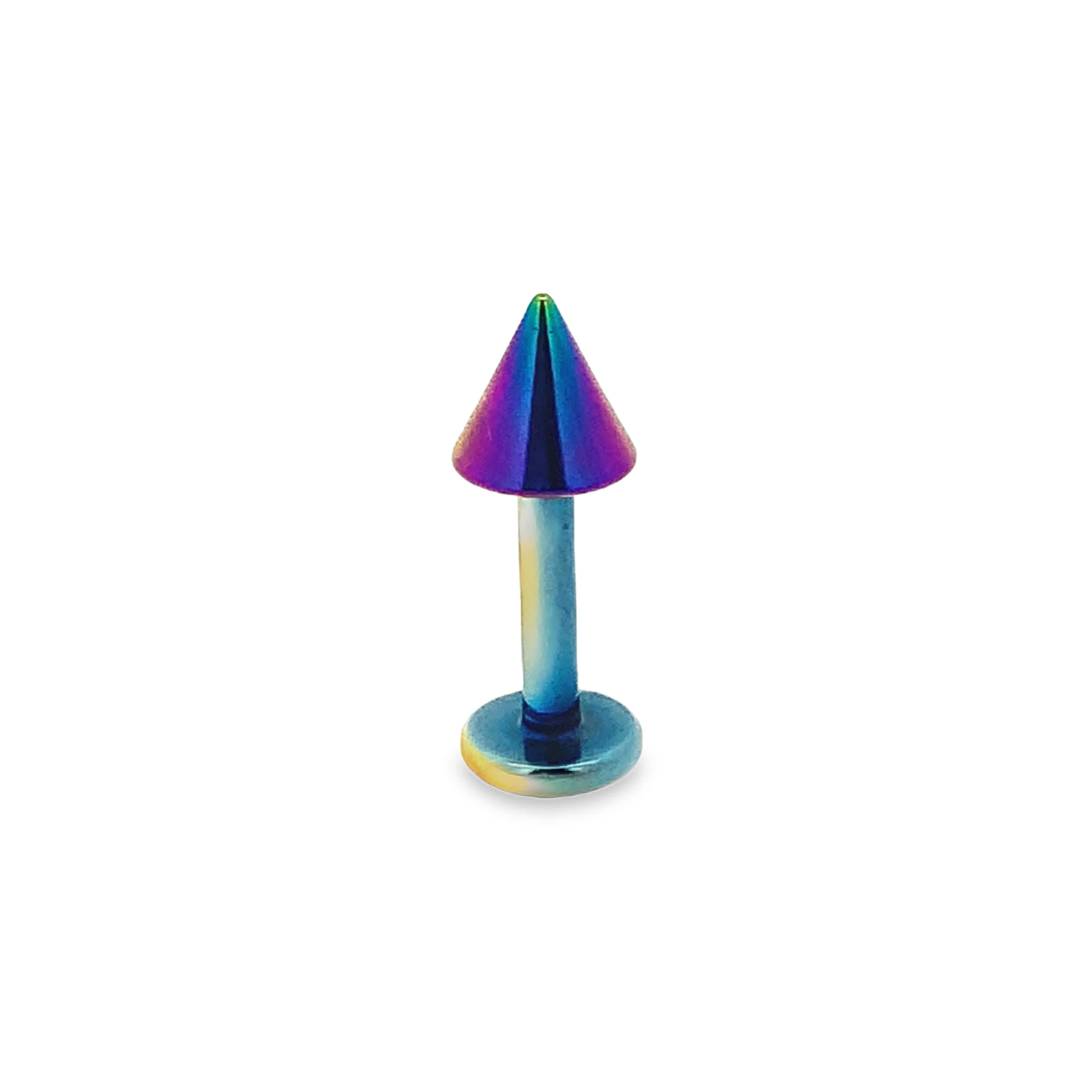 Rainbow Iridescent Titanium Spike Labret Piercing Stud