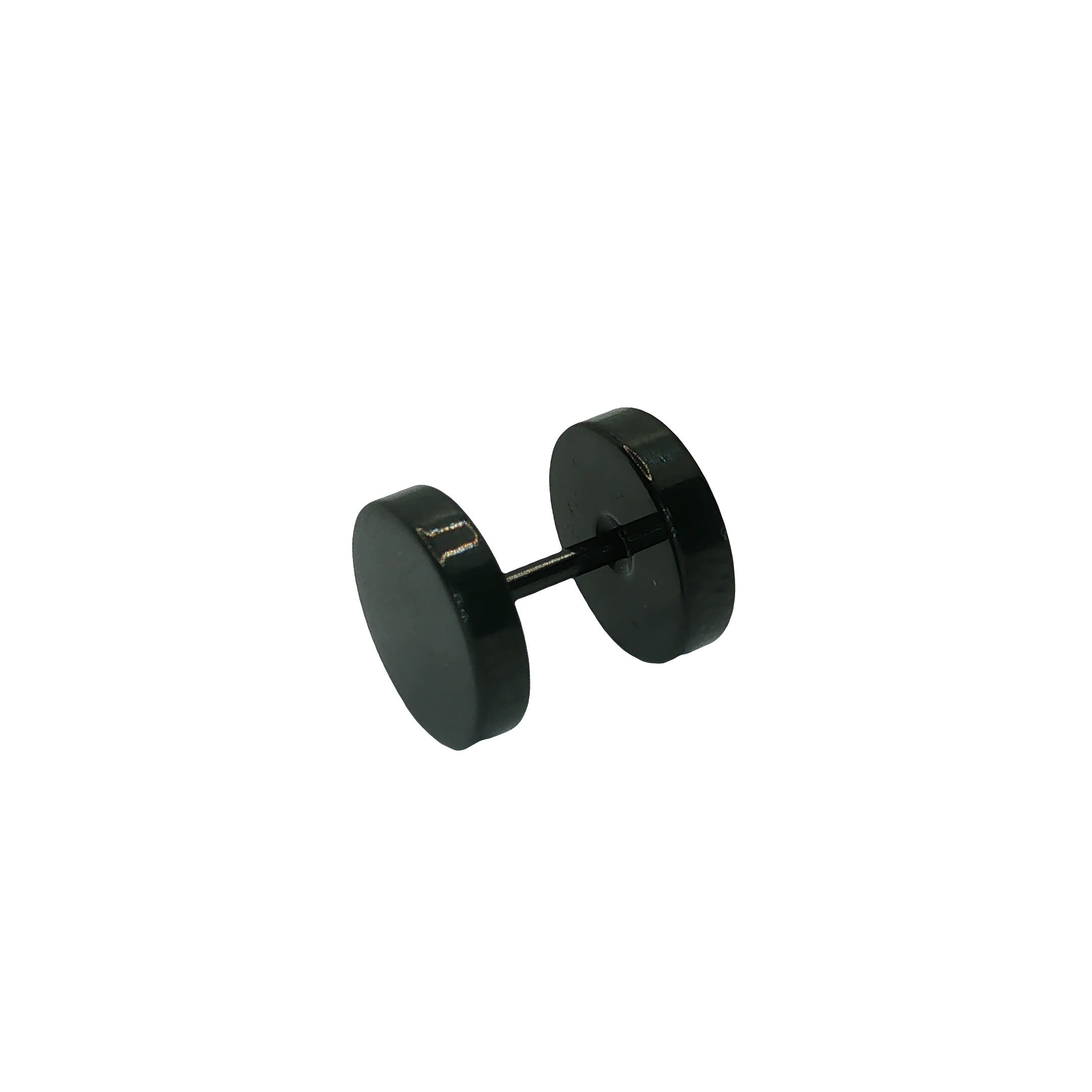 Czarny kolczyk-sztyft typu plug (imitacja) — bez metalu