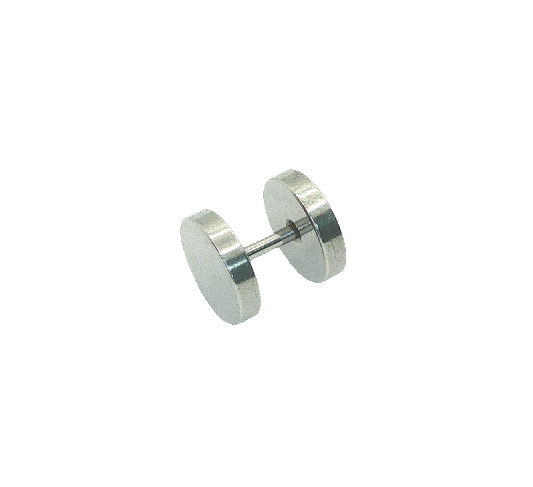 Posrebrzane minimalistyczne kolczyki sztyfty barbell z polerowanymi końcówkami dyskowymi