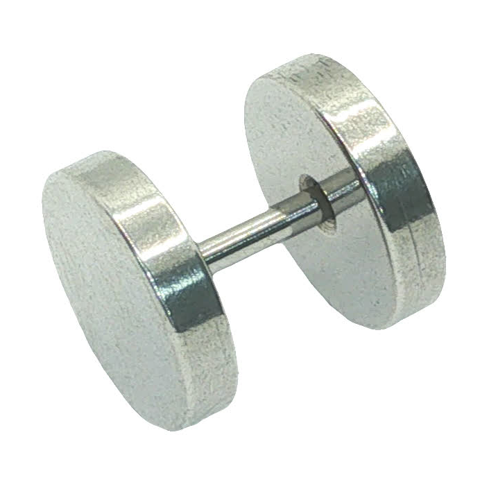 Posrebrzane minimalistyczne kolczyki sztyfty barbell z polerowanymi końcówkami dyskowymi