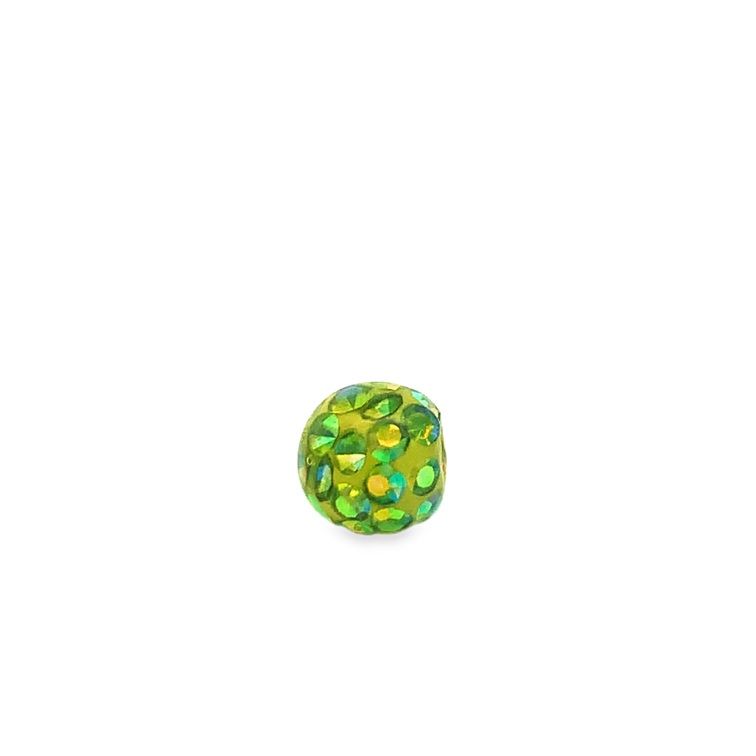 Iridescent Yellow-Green Pave Cubic Zirconia Round Bead Charm