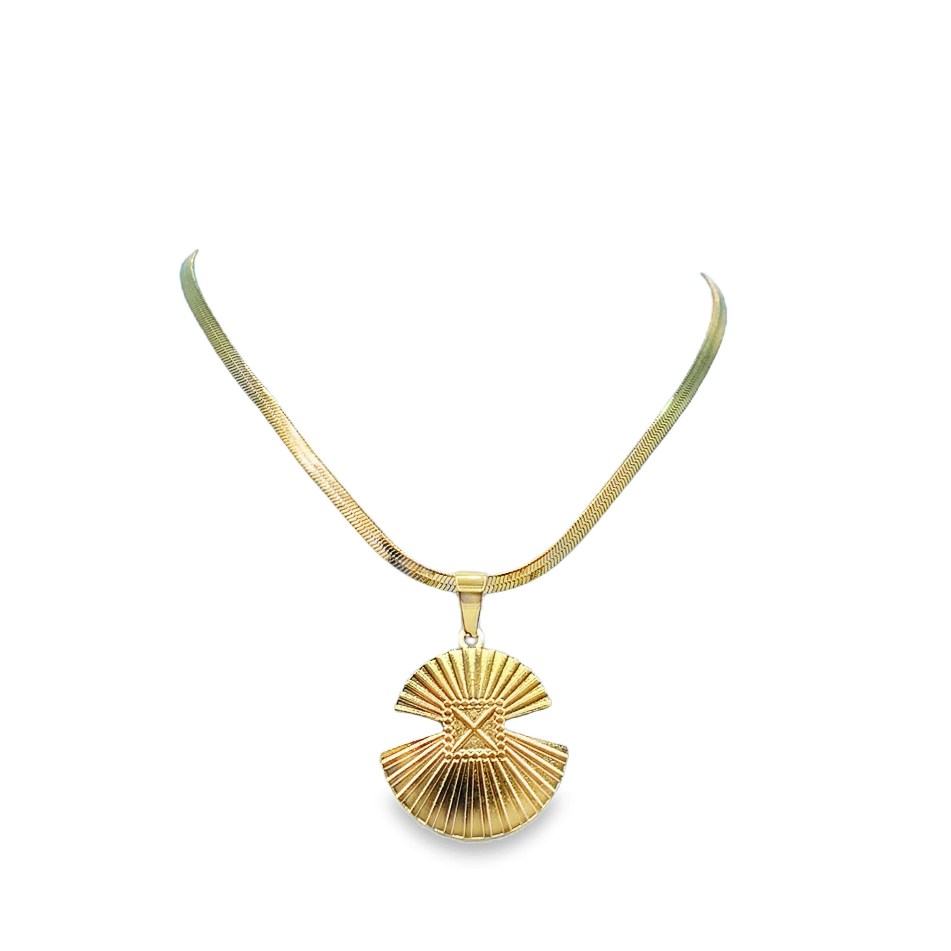 Złocony naszyjnik z zawieszką wachlarzową