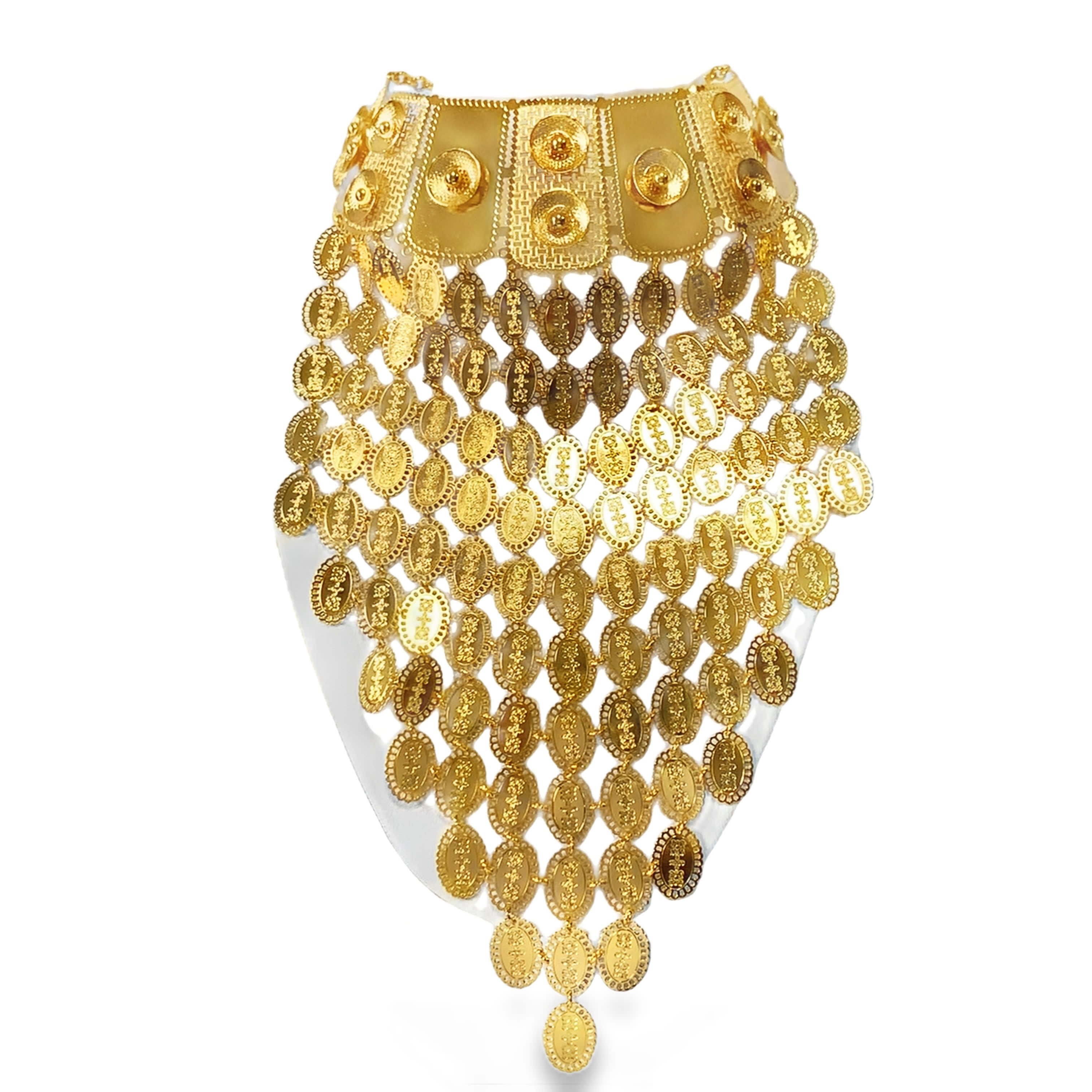 Luksusowy naszyjnik ze złoconej stali w kształcie monety