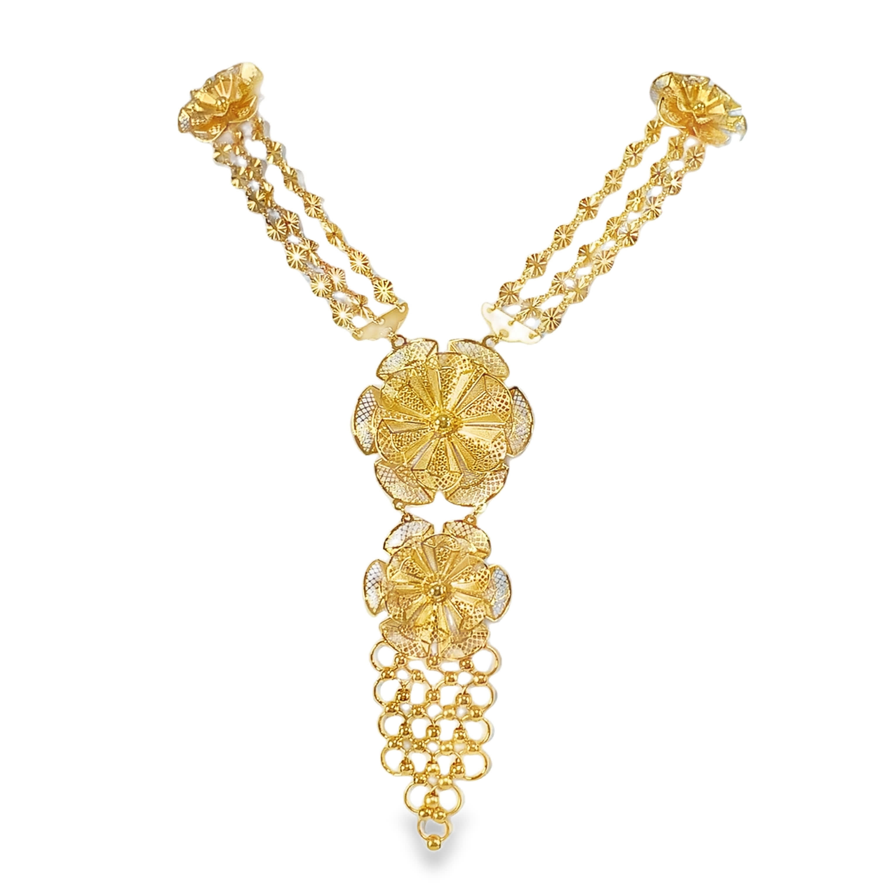 Elegancki naszyjnik ze złoconej stali z kwiatowym łańcuszkiem