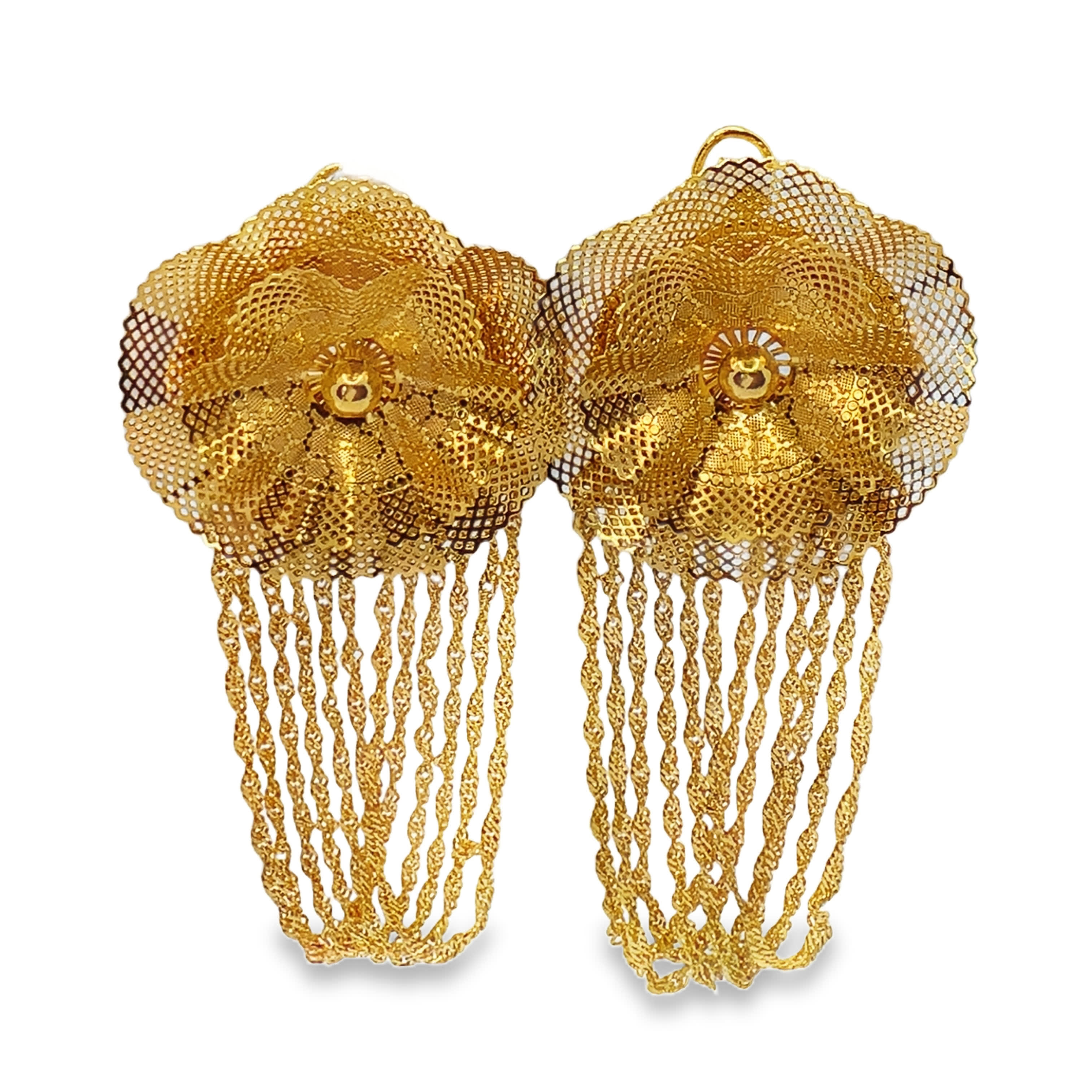 Złocone kolczyki z motywem kwiatowym, ręcznie robione