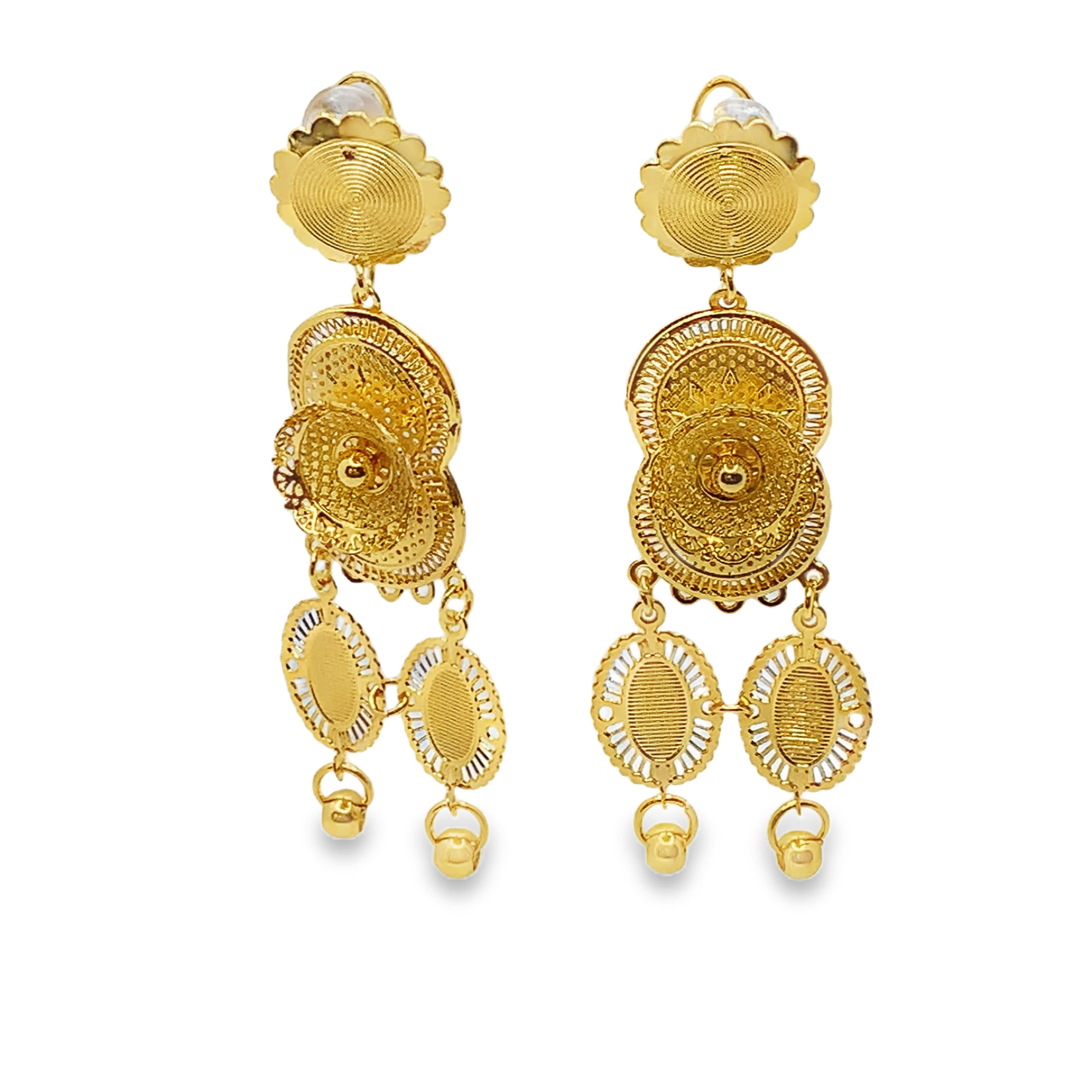 Kolczyki wiszące ze złoconej stali: elegancki, wielowarstwowy wzór