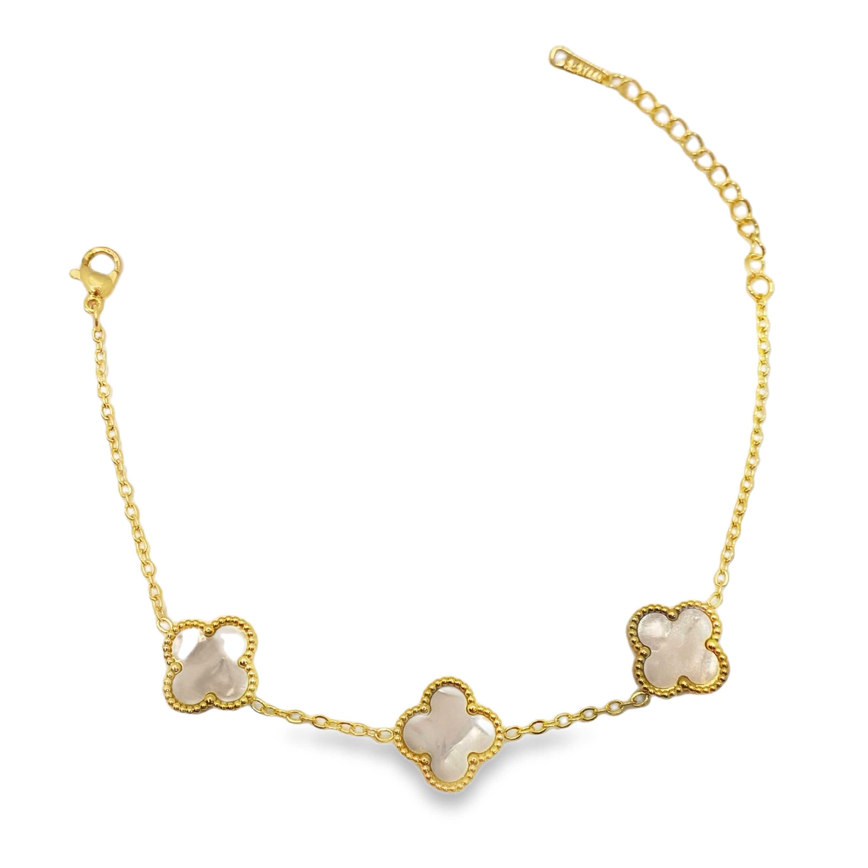 Bransoletka ze złoconej stali z łańcuszkiem i perłami hodowlanymi