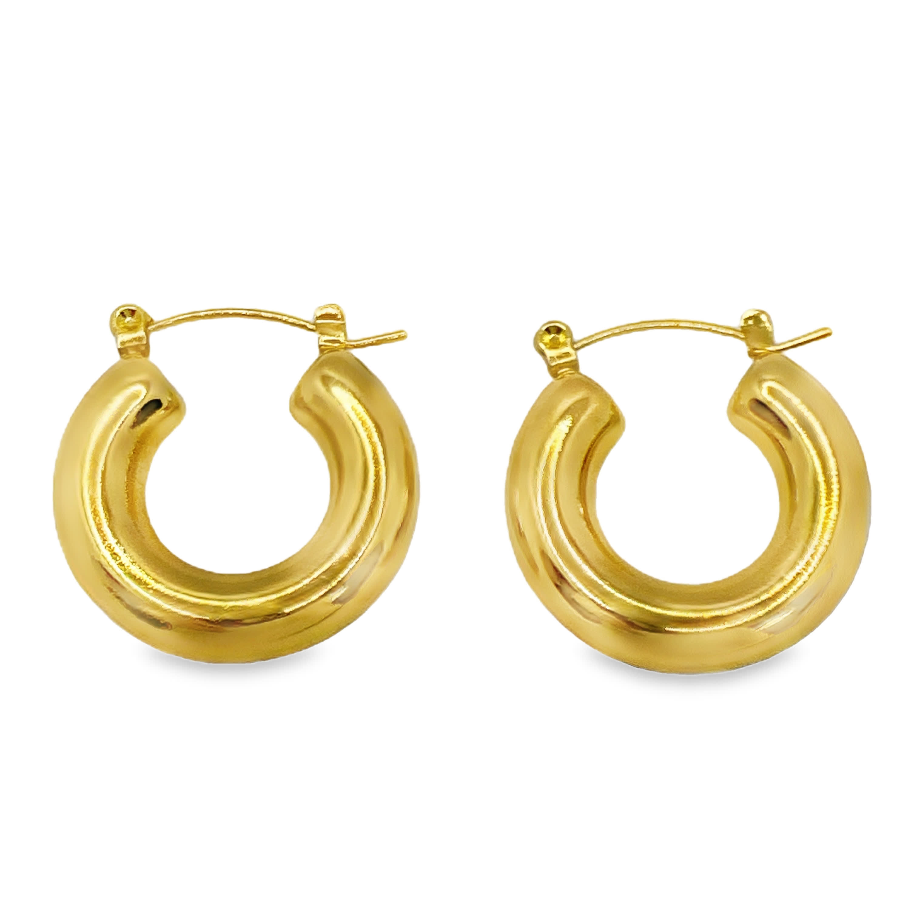 Masywne kolczyki koła z litego żółtego metalu