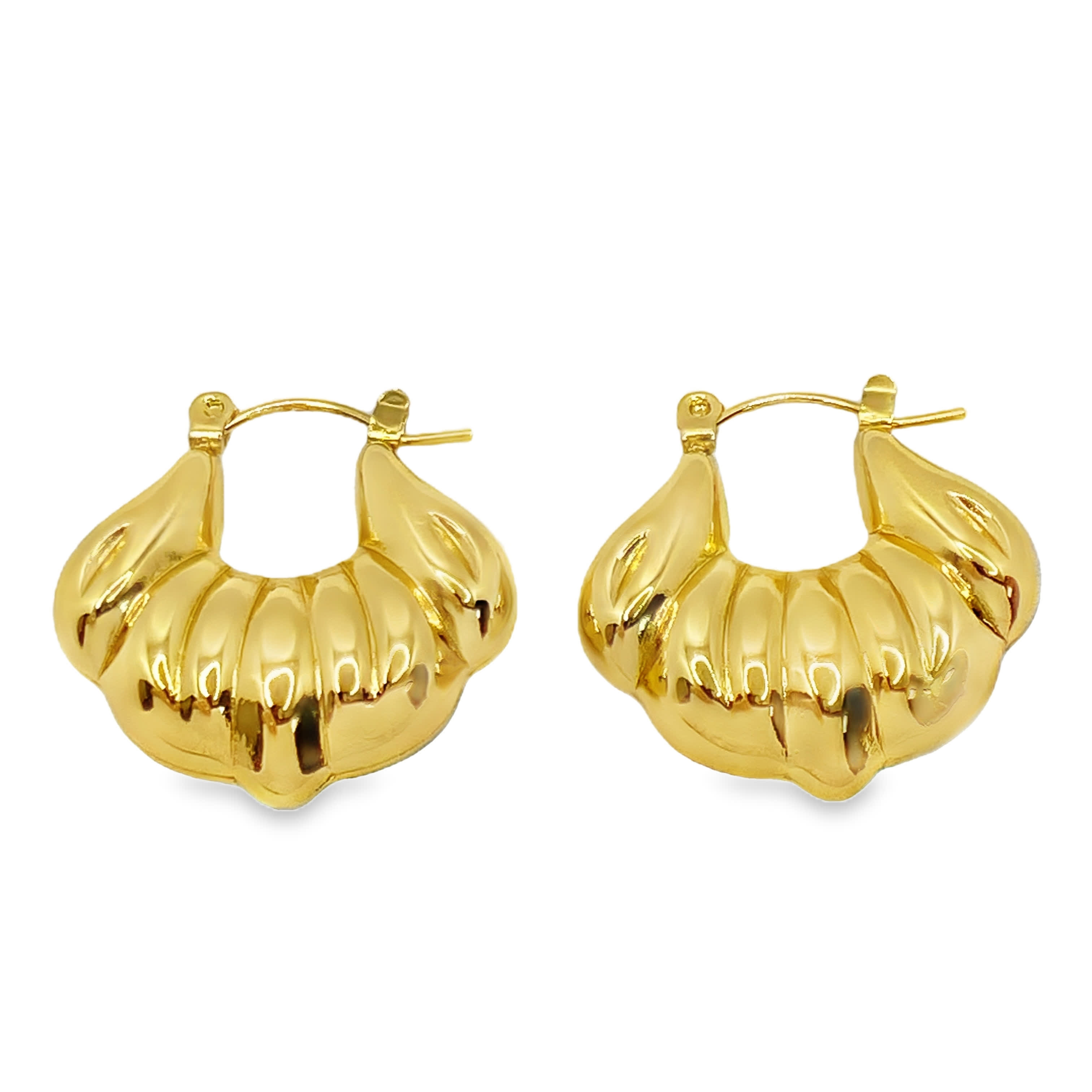 Rzeźbiarskie złocone kolczyki koła