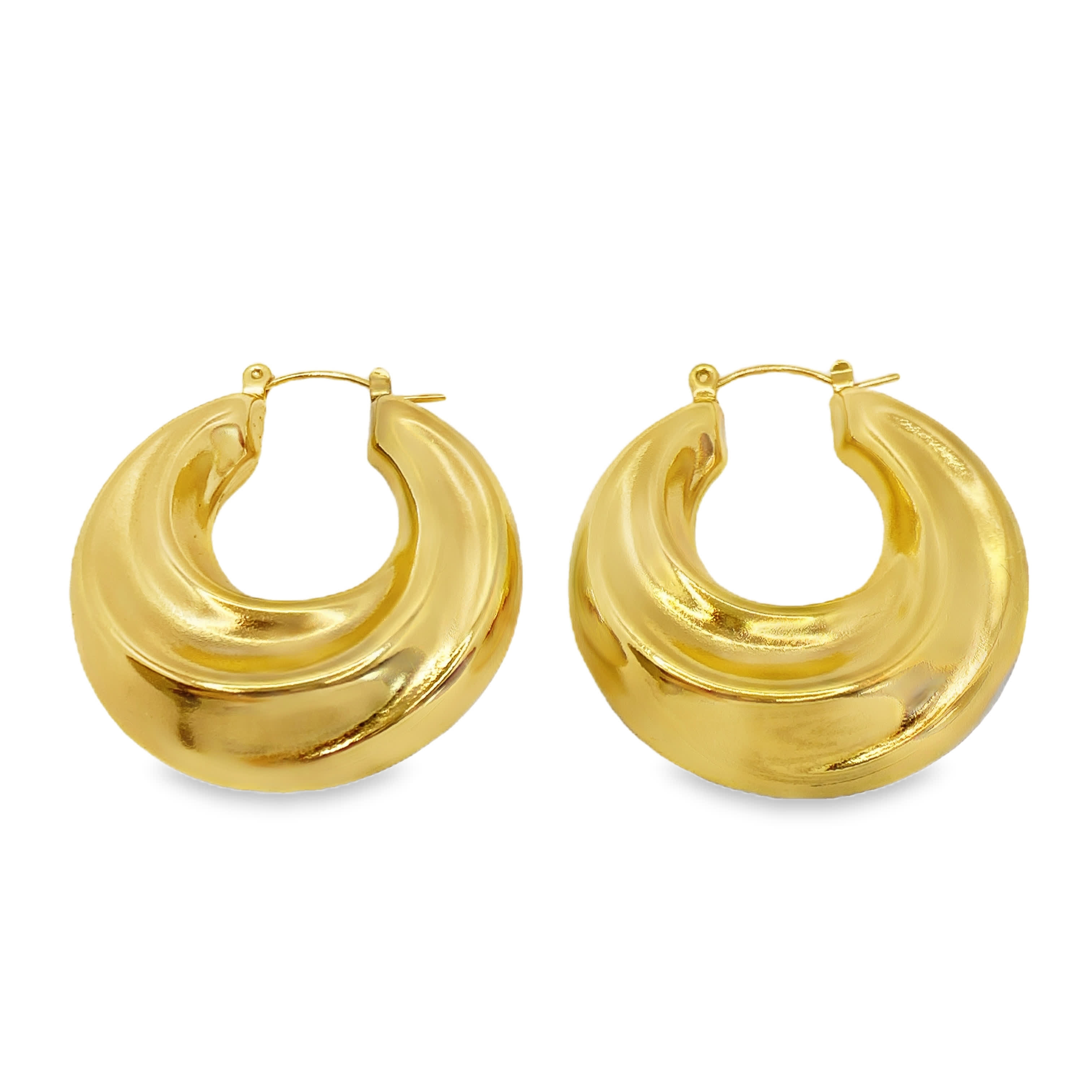 Rzeźbiarskie kolczyki koła ze złoconej stali