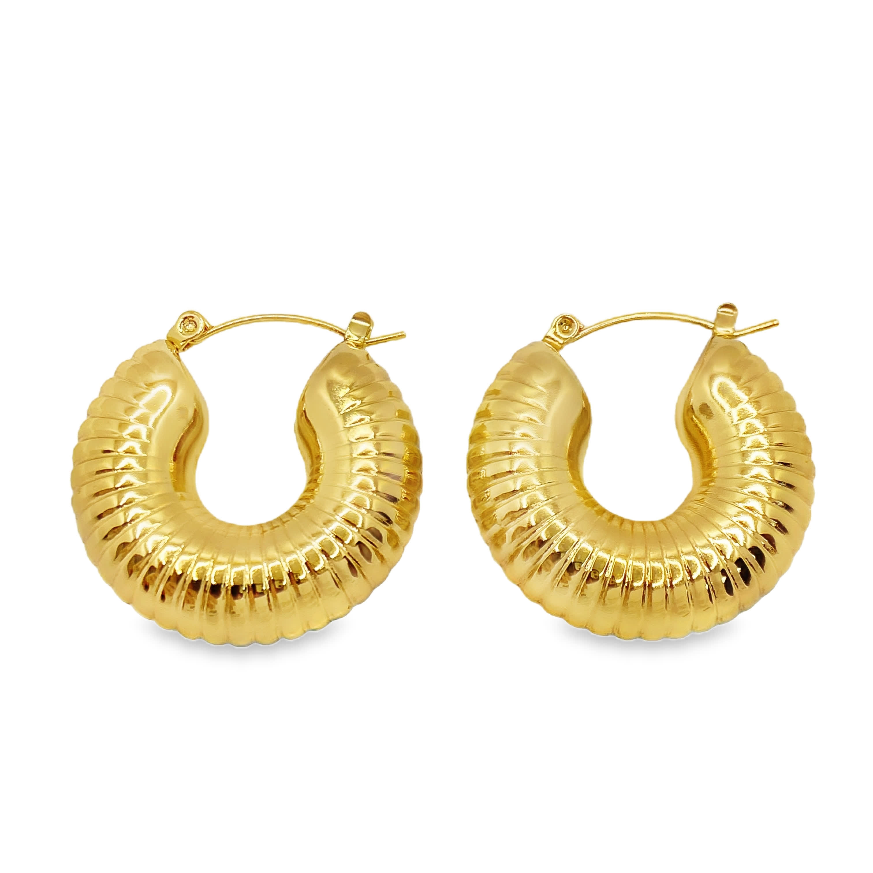 Rzeźbiarskie kolczyki koła ze złoconej stali